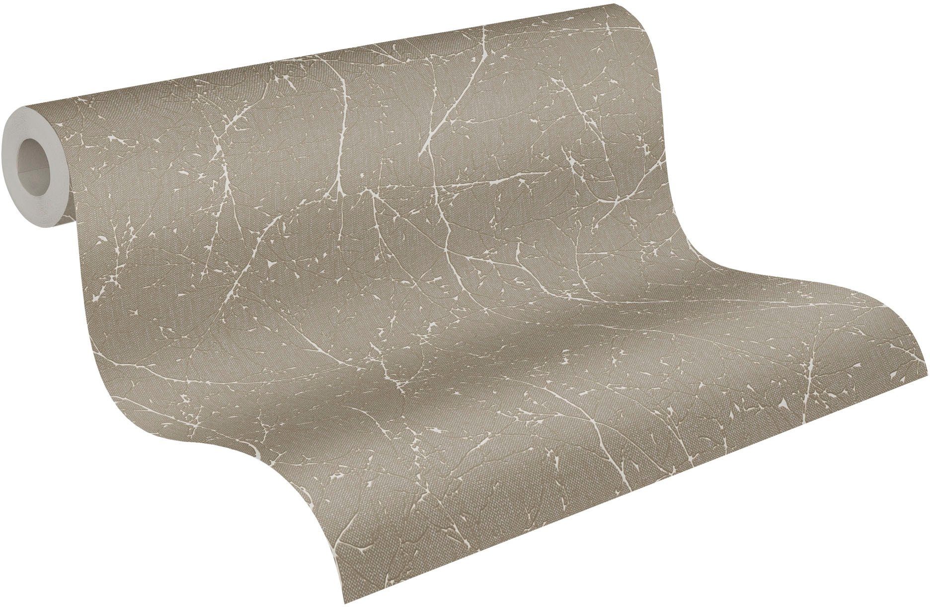 Bricoflor Braune Tapete mit Ästen mit Metallic Effekt Hygge Vliestapete Ska günstig online kaufen