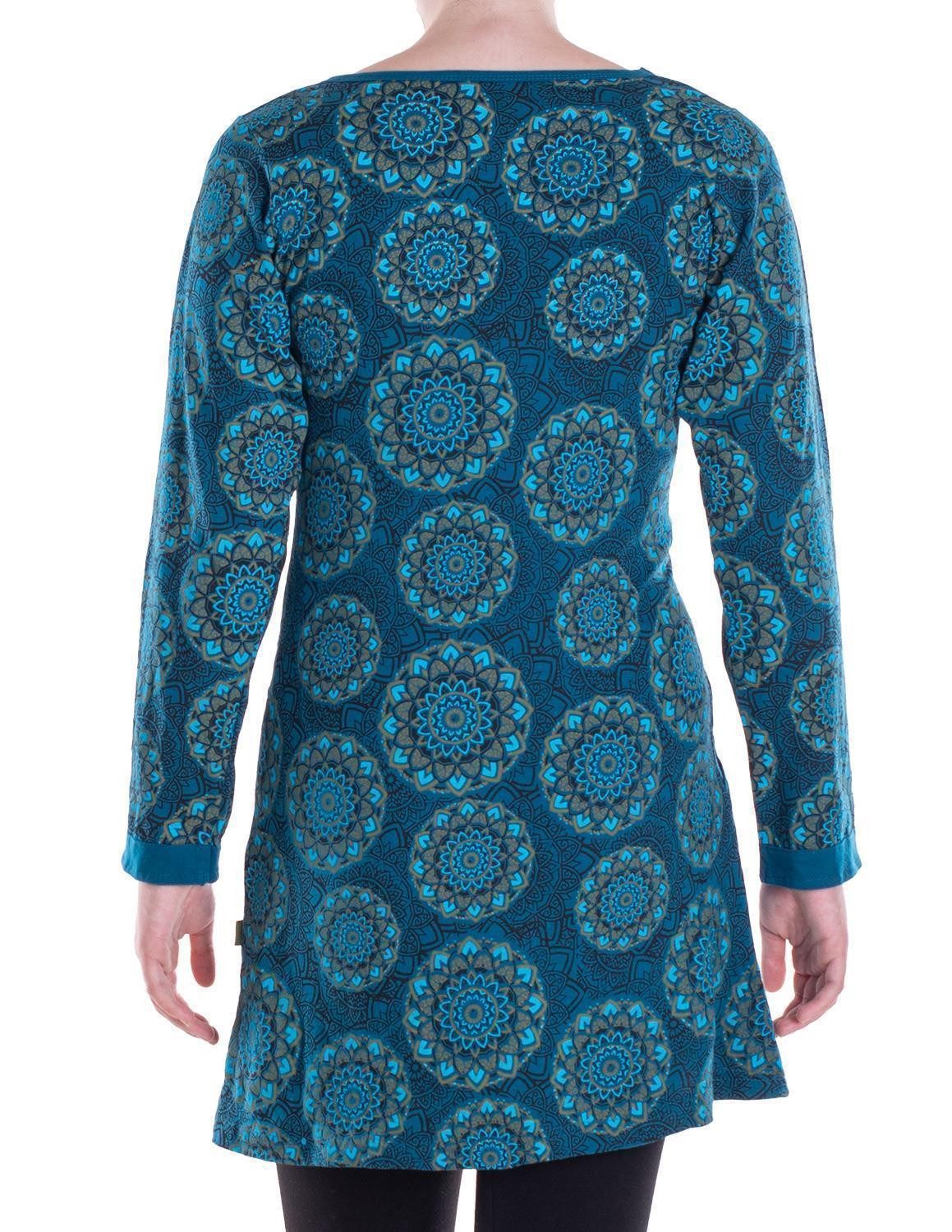 Vishes Tunikakleid Leichtes Langarmshirt-Kleid Damen Kleider Langarm Tunika retro Elfen, Hippie, Alternative Bekleidung