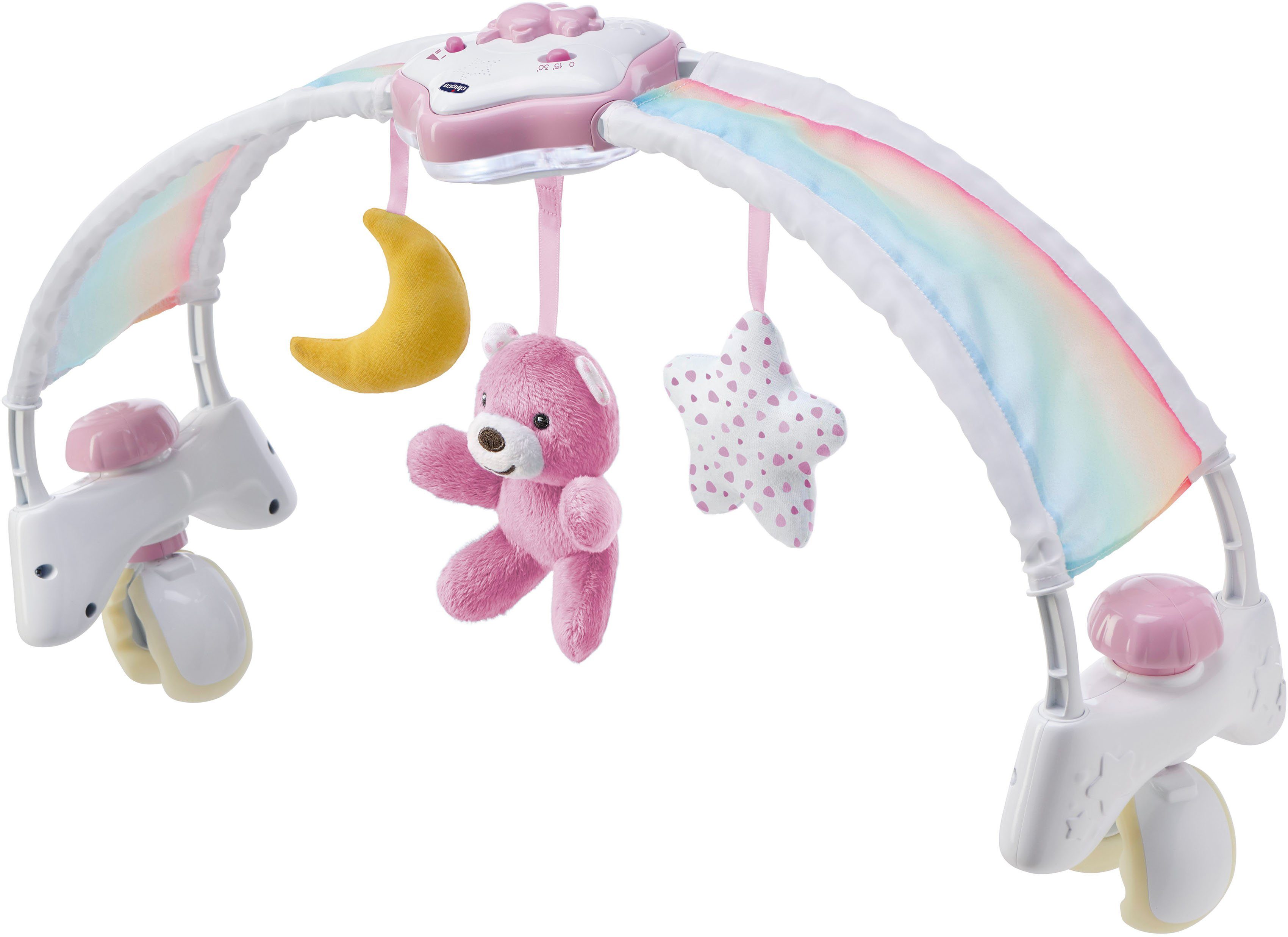 Chicco Spielbogen Regenbogen-Spielbogen für Kinderbett 2 In 1, mit Licht und Melodien, Pink