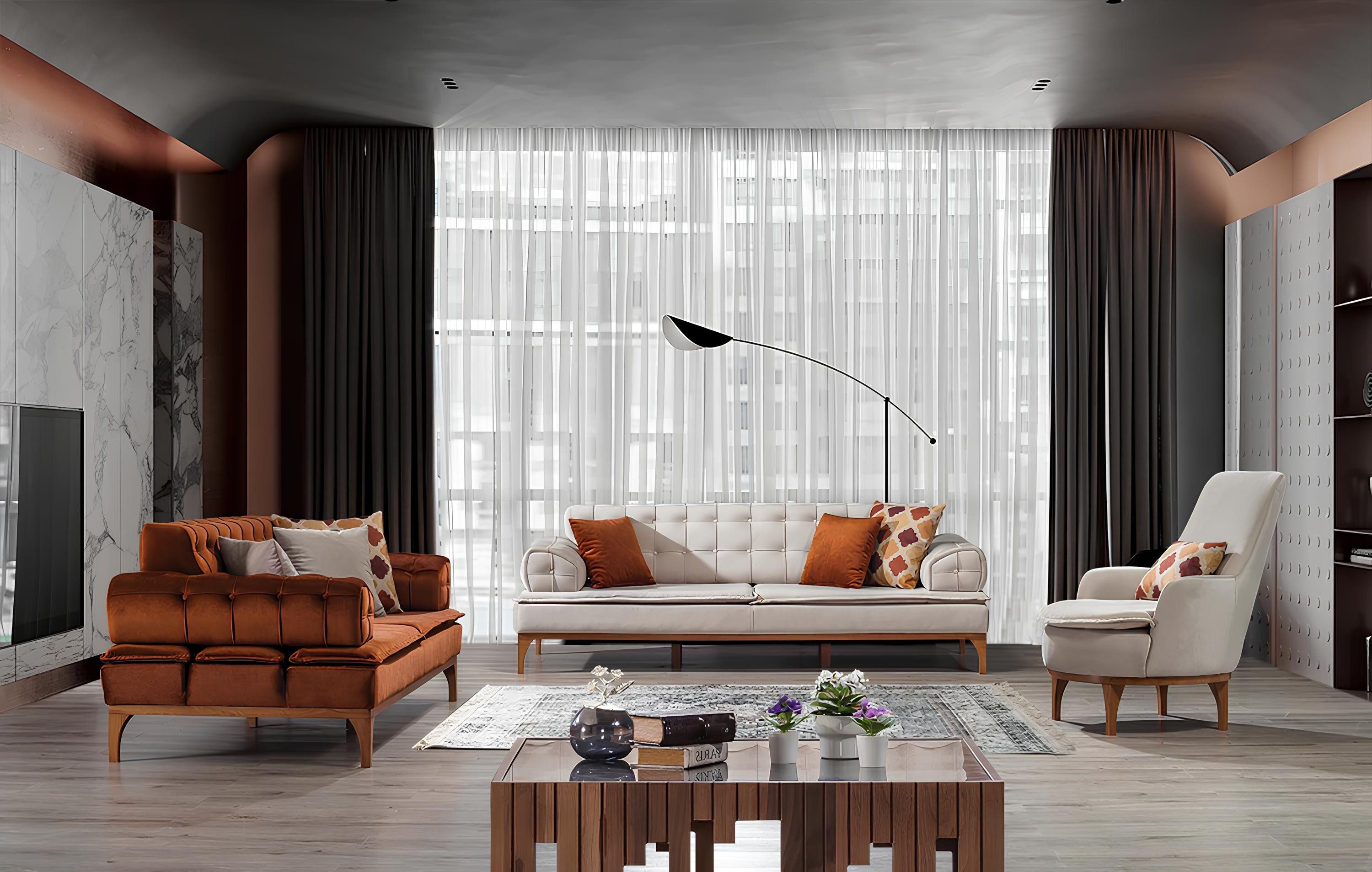 Xlmoebel Polstergarnitur Sofagarnitur 3+3+1 Sitzer Gruppe 3tlg. Möbel Sofas Sessel, (Sofagarnitur, 3-tlg., 3+3+1 Sitzer), Made in Europa