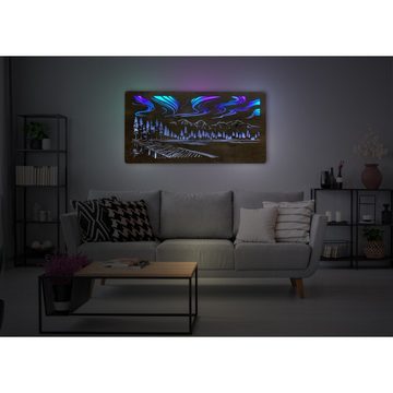 WohndesignPlus LED-Bild LED-Wandbild "Polarlicht" RGBW 120cm x 60cm mit Akku/Batterie, Natur, DIMMBAR! Viele Größen und verschiedene Dekore sind möglich.