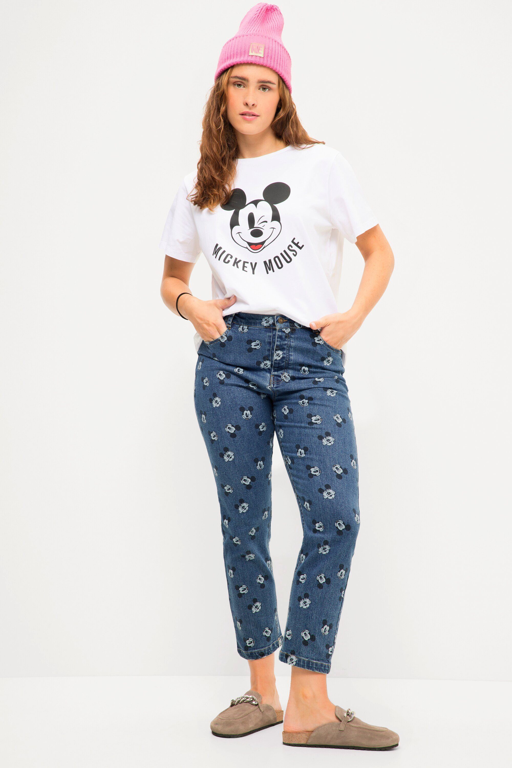 Studio Untold Regular-fit-Jeans Mom Jeans Mickey Mouse 5-Pocket Button-Fly | Straight-Fit Jeans