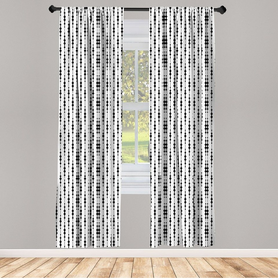 Gardine Vorhang für Wohnzimmer Schlafzimmer Dekor, Abakuhaus, Microfaser,  Abstrakt Monochrome Linien Dots