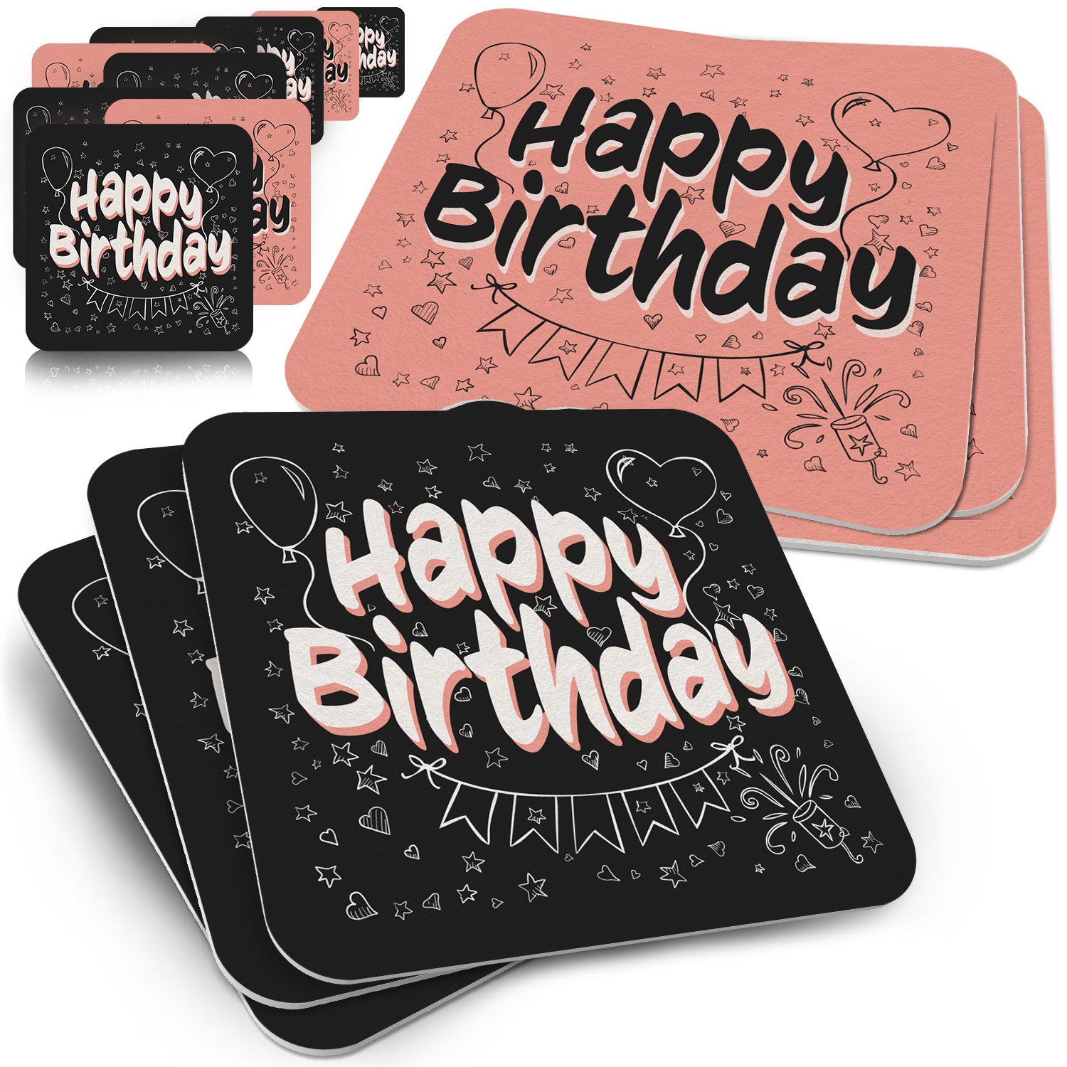 Bierdeckel Geburtstag 50er Set - Tischdeko Happy Birthday