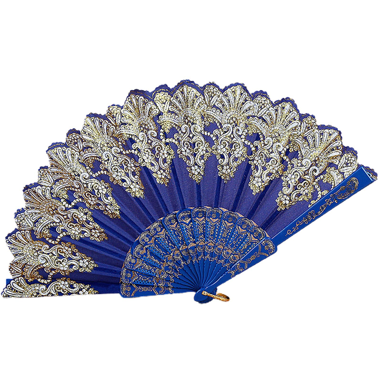 Royal Blue Vintage Handfächer Für Rutaqian Tanzparty , Handventilator Faltbarer Handfächer Hochzeit