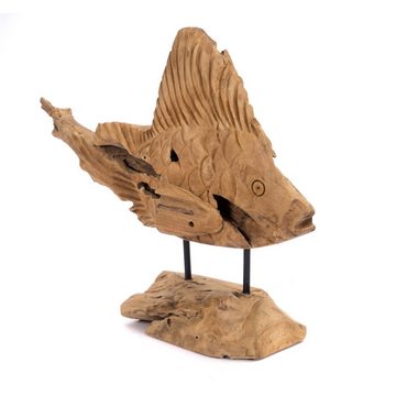 CREEDWOOD Skulptur GESCHNITZTE FISCH FIGUR "ATLANTIS", Teakholz, Maritime Skulptur