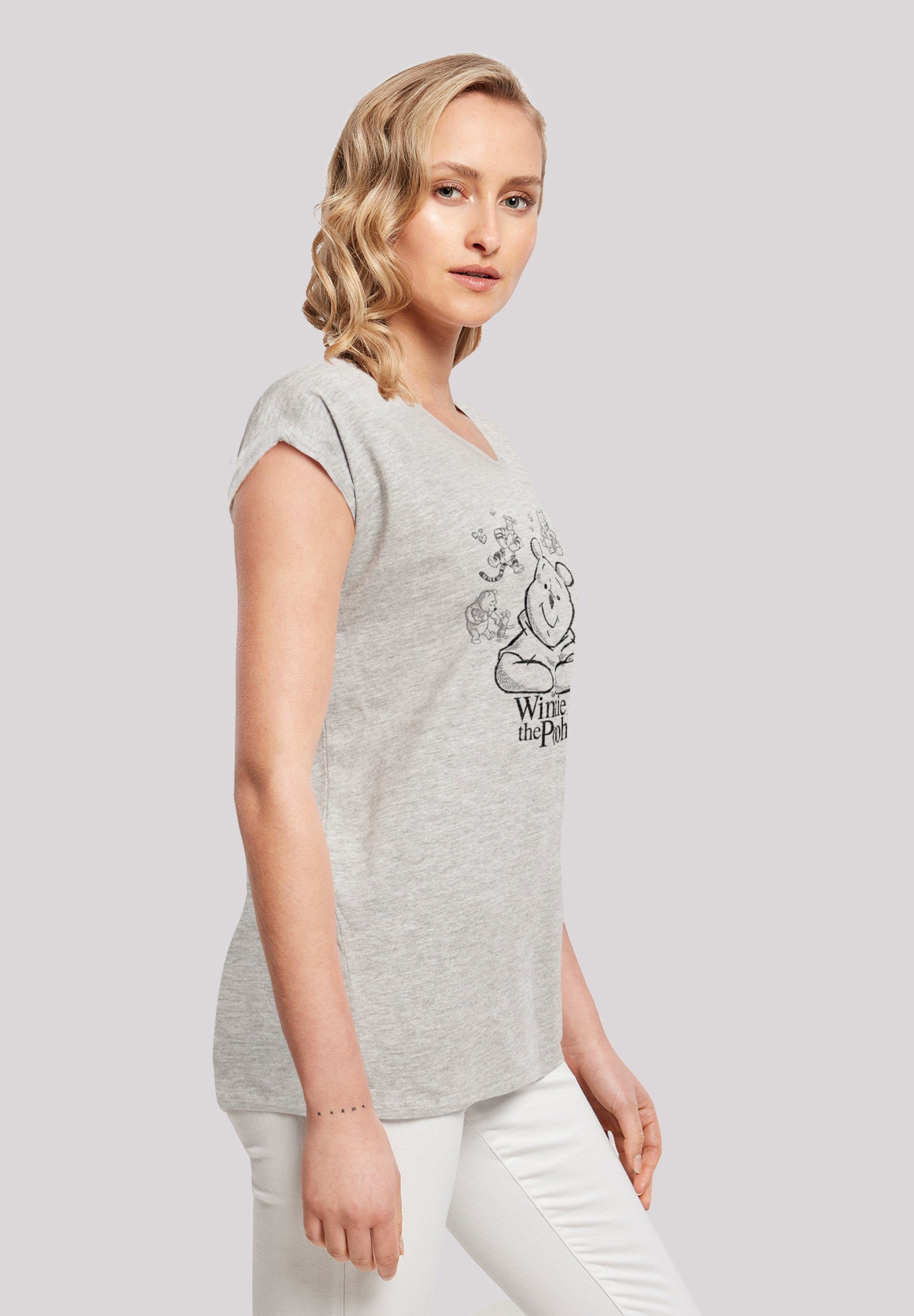 heather Sketch Print F4NT4STIC Der Winnie Bär grey Puuh Collage T-Shirt