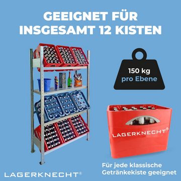 Lagerknecht Flaschenregal Lagerknecht Getränkekistenregal 9 Kisten Made in Germany mit Fachboden, Getränkeebenen bis 150 kg belastbar