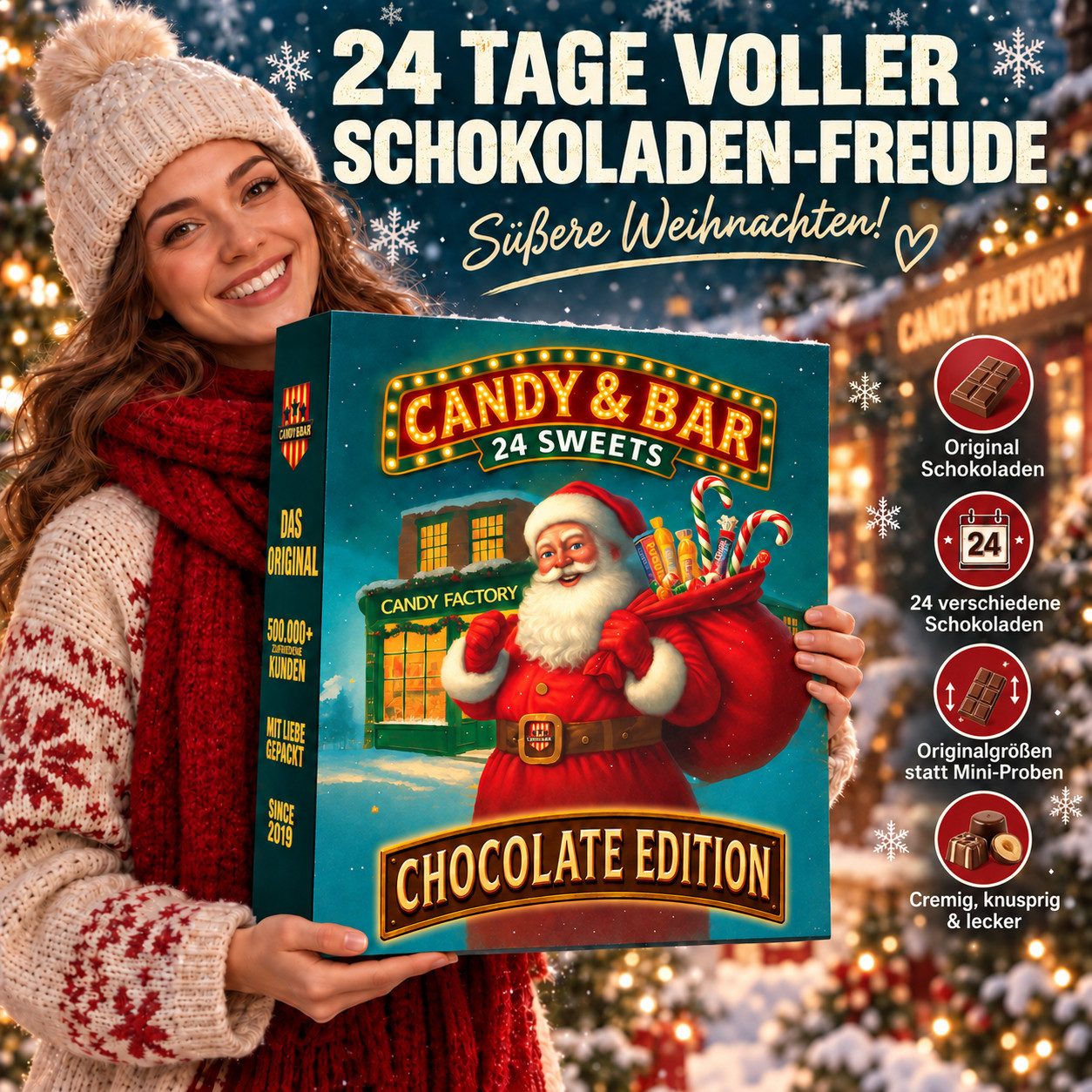 Candy & Bar Lebensmittel-Adventskalender XXL 2026 – USA Candy oder Chocolate Edition – 24 Türchen – Bild 2 von 5