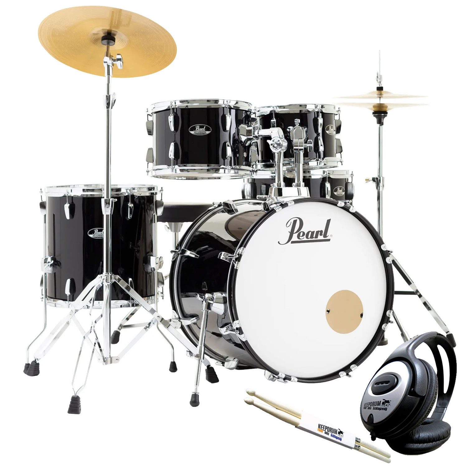 Schlagzeug Pearl Roadshow Schlagzeug 20 mit Kopfhörer mit Sticks