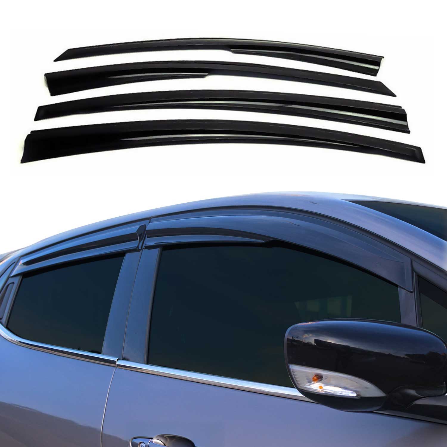 OMAC Lüftungsgitter 4x Windabweiser für VW Passat B7 Stufenheck 2010-2015 Acryl Dunkel (4 St), Aerodynamisch, Einfache Montage, Waschstraßenfest