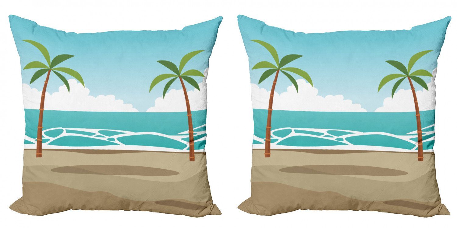 Digitaldruck, Grafik-Strand Abakuhaus Accent Palmen Kissenbezüge (2 und Modern Doppelseitiger Stück), Meer