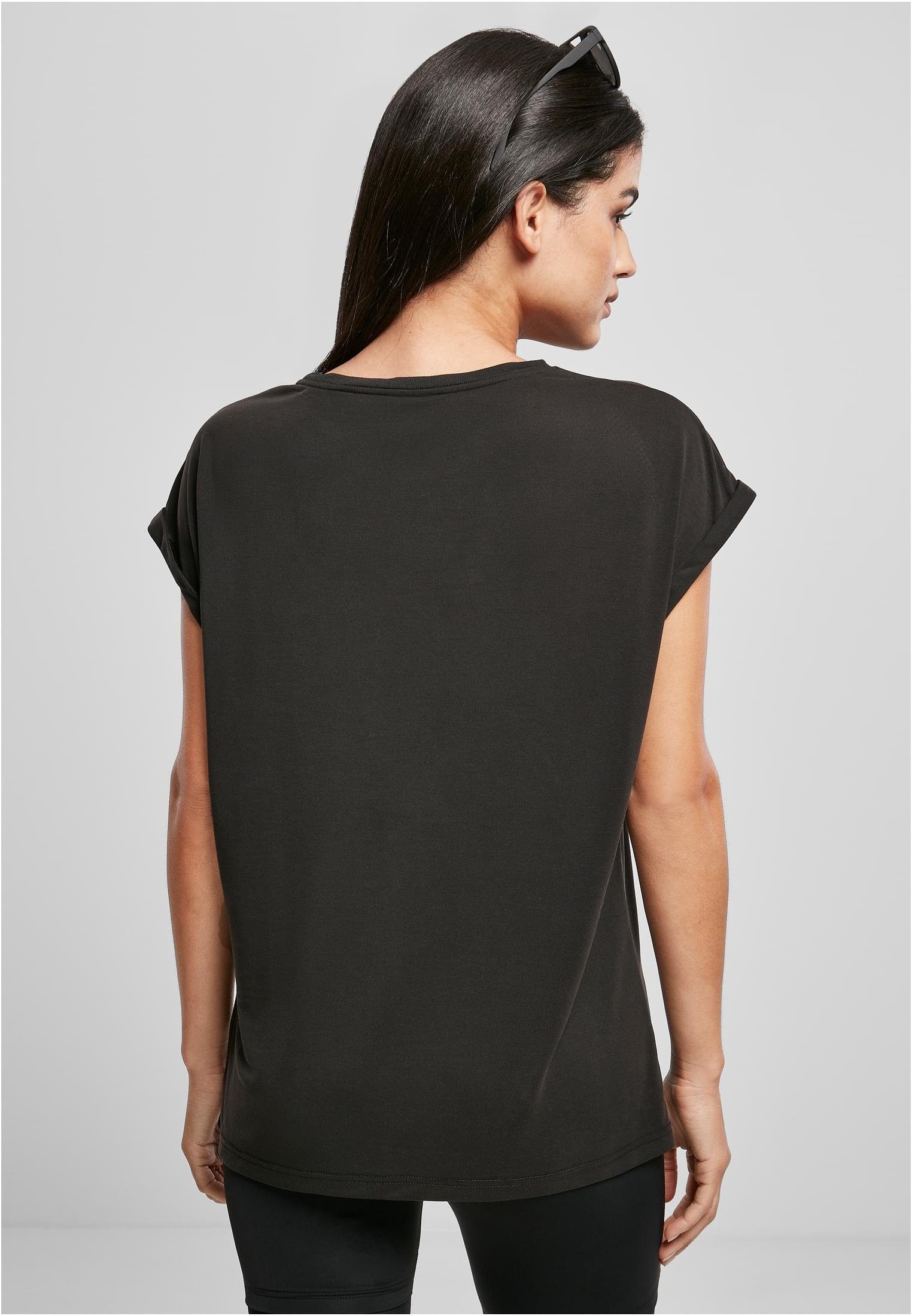 URBAN CLASSICS Kurzarmshirt Damen Shoulder (1-tlg) Tee Extended schwarz Modal Ladies