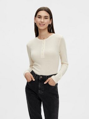 pieces Langarmshirt Karamel (1-tlg) Plain/ohne Details