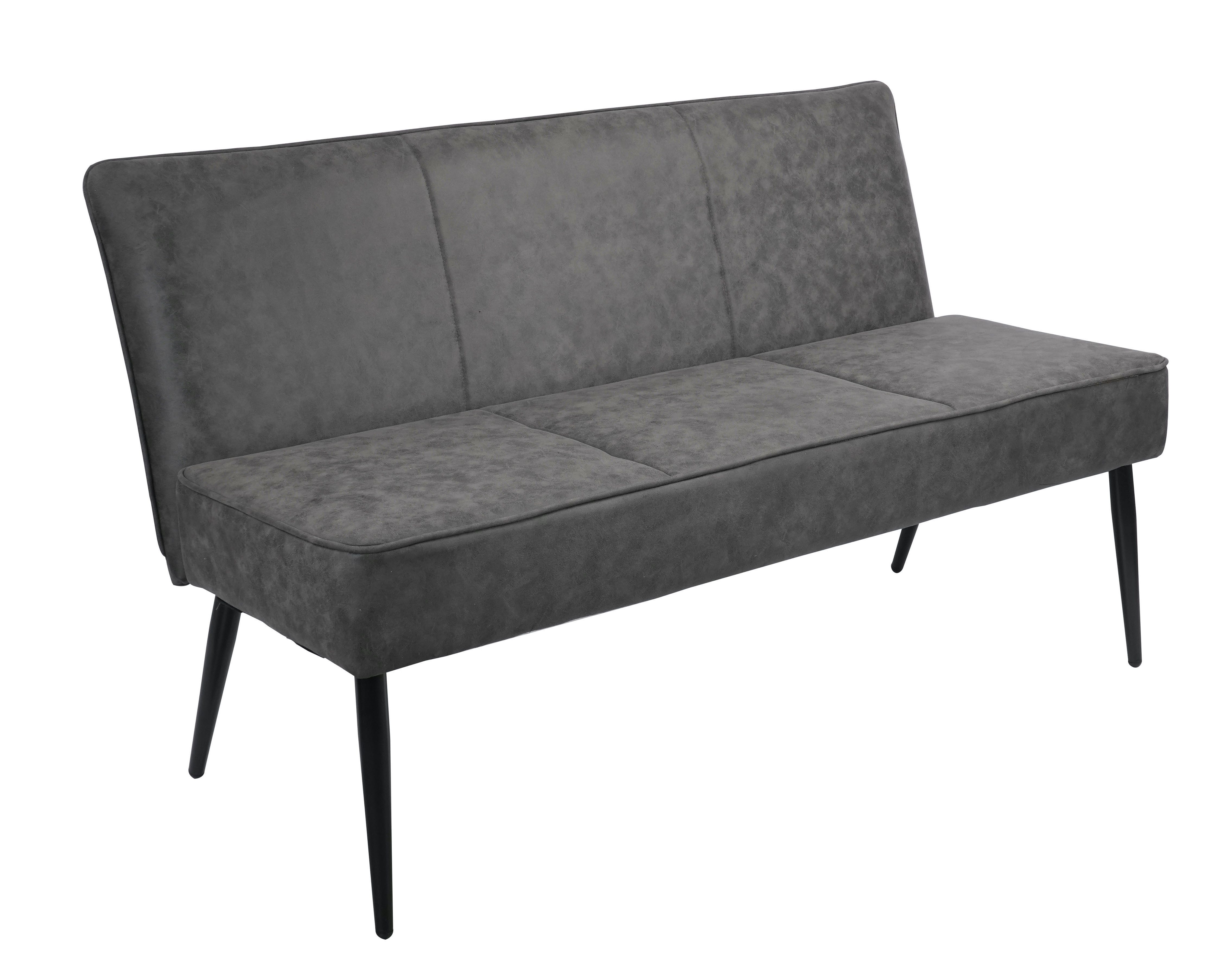 YOZI Essbank Sitzbank Esszimmerstuhl Set Dunkelgrau Kunstleder Metallbeine schwarz (1-St), Frei im Raum stellbar