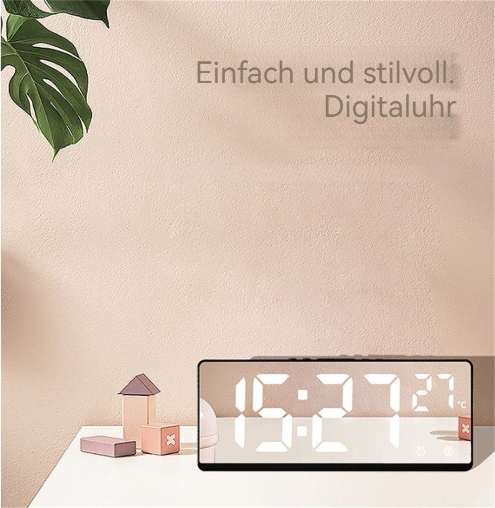 Dekorative Wecker LED Wecker Digital, Temperatur mit Datum Spiegel-Wecker, Digital Moduls mit Anzeige Snooze Uhr