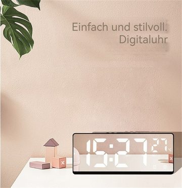 Dekorative Wecker LED Wecker Digital, Spiegel-Wecker, Datum Temperatur mit Anzeige Digital Uhr mit Snooze Moduls