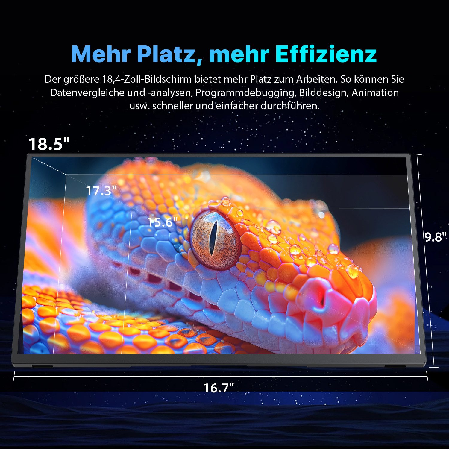 UPERFECT Tragbarer 4K Monitor 18 Zoll, UHD 3840x2160, Mobiler Monitor mit USB-C Portabler Monitor (45,70 cm/18 ", 3840 x 2160 px, 4K, 60 Hz, IPS, Mini HDMI, VESA-Montage, für Laptop/PC/PS5/Switch/Smartphone)