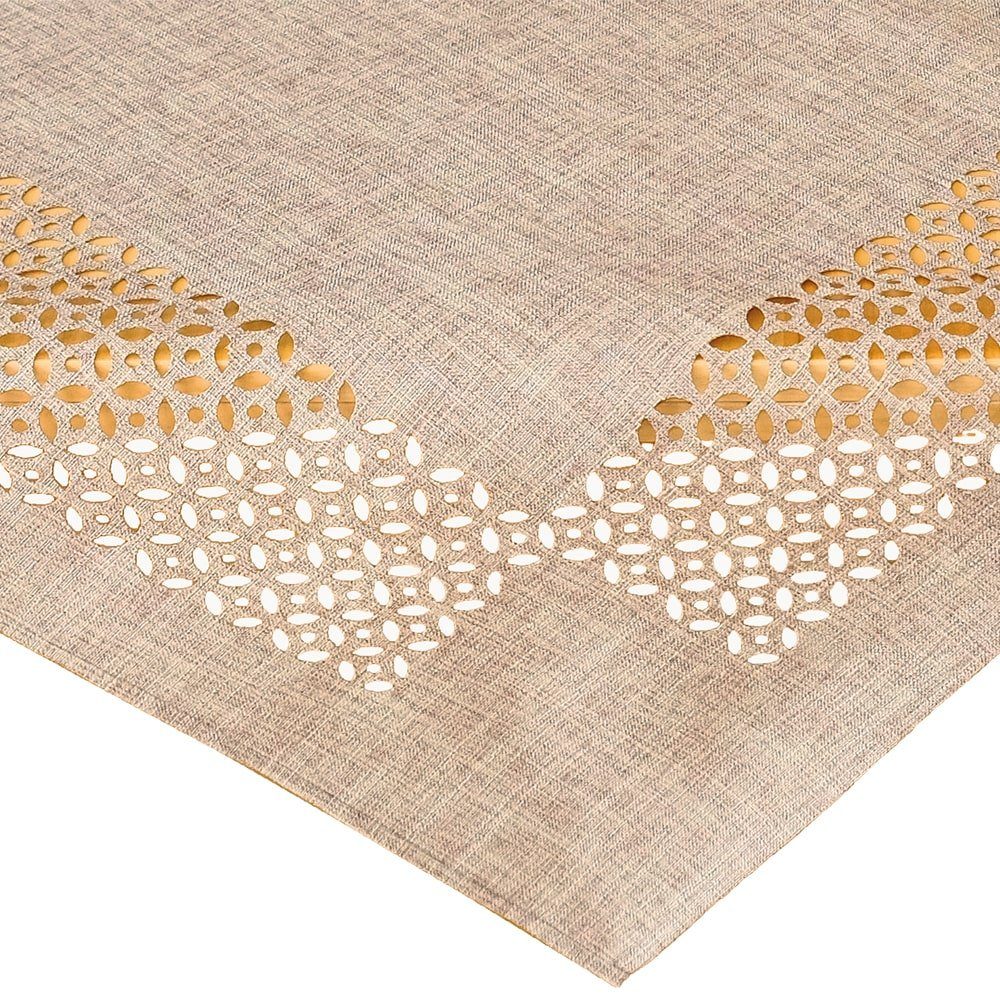 matches21 HOME & HOBBY Tischdecke Tischdecke REA durchbrochene Ornamente Polyester braun 85 x 85 cm (1-tlg), Pflegeleicht & waschbar bei 30 °C