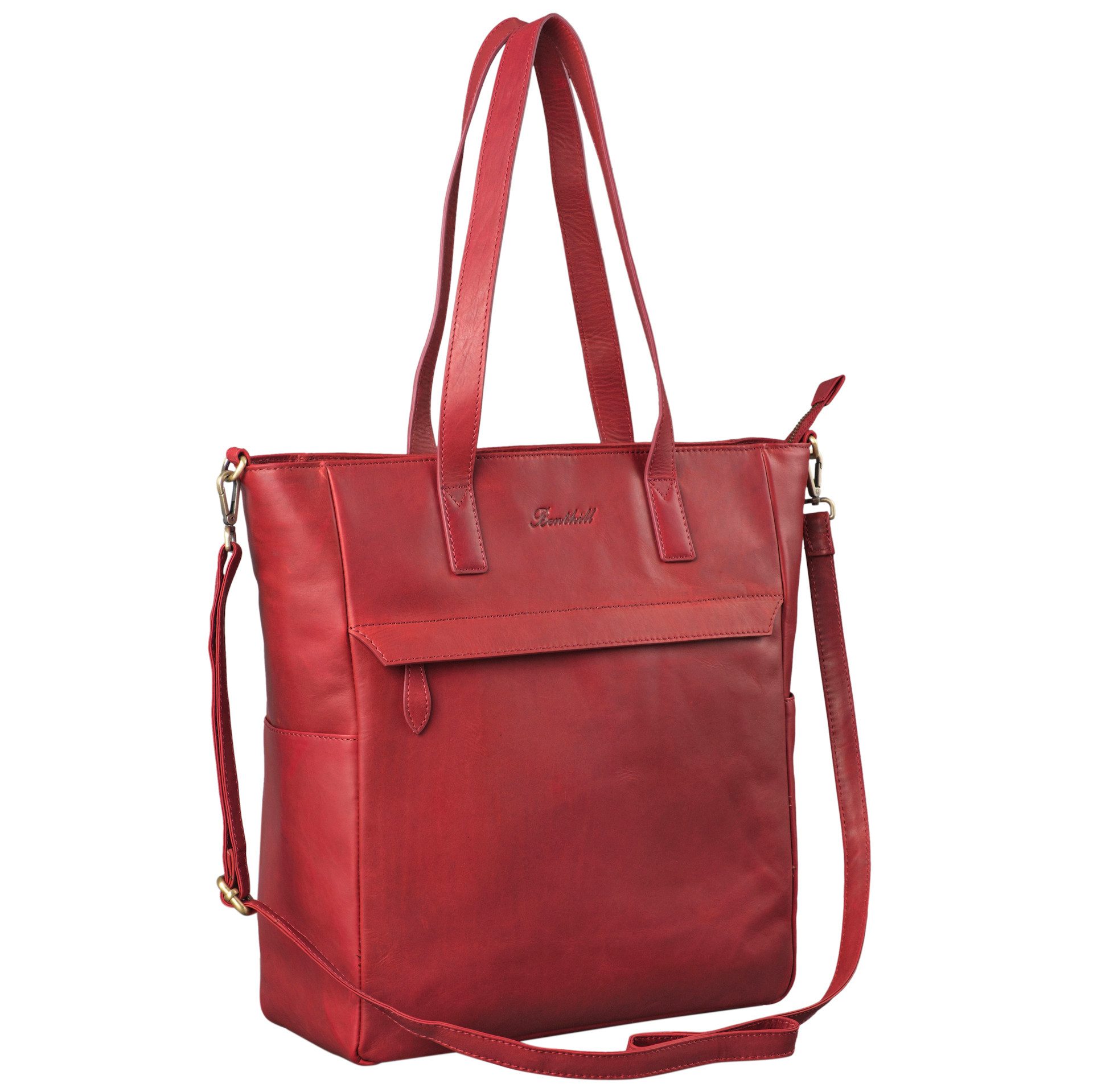 Benthill Сумки для покупок Damen Echt Leder Groß Ledertasche Umhängetasche Handtasche Vintage, Schultergurt / Umhängegurt Reißverschlussfach