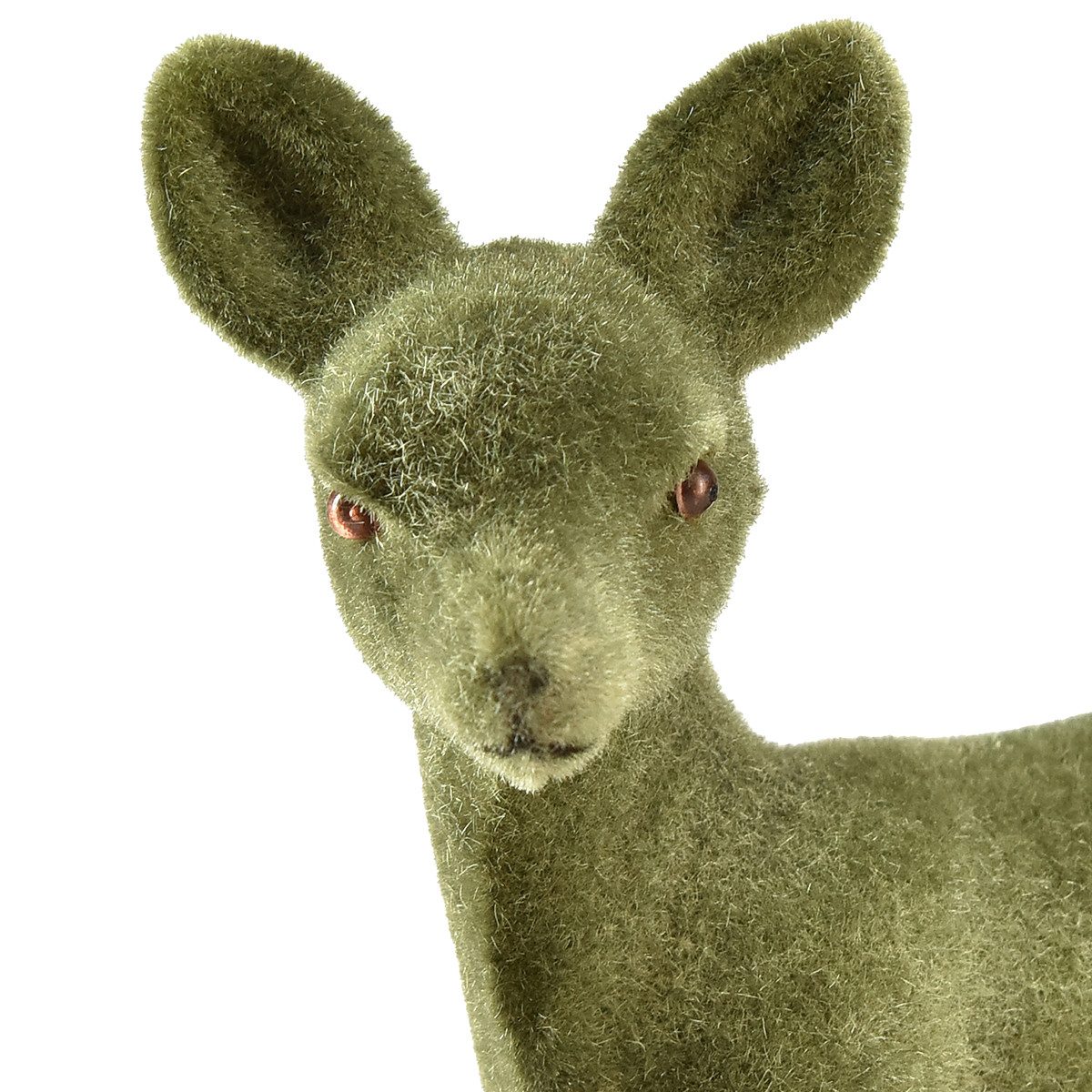 Florists Products Weihnachtsmann Dekofigur Reh Kitz beflockt grün - Weihnachtsdeko Set 6 Stück