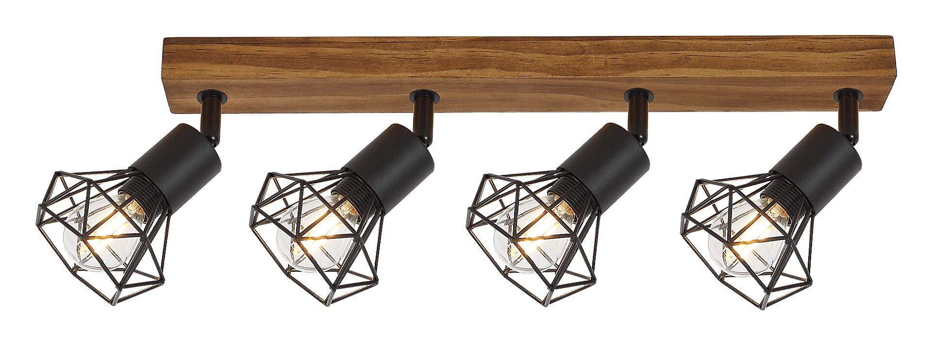 Rabalux LED Deckenspots "Zeus" 4-flammig, Holz, braun+schwarz, E14, L150mm
