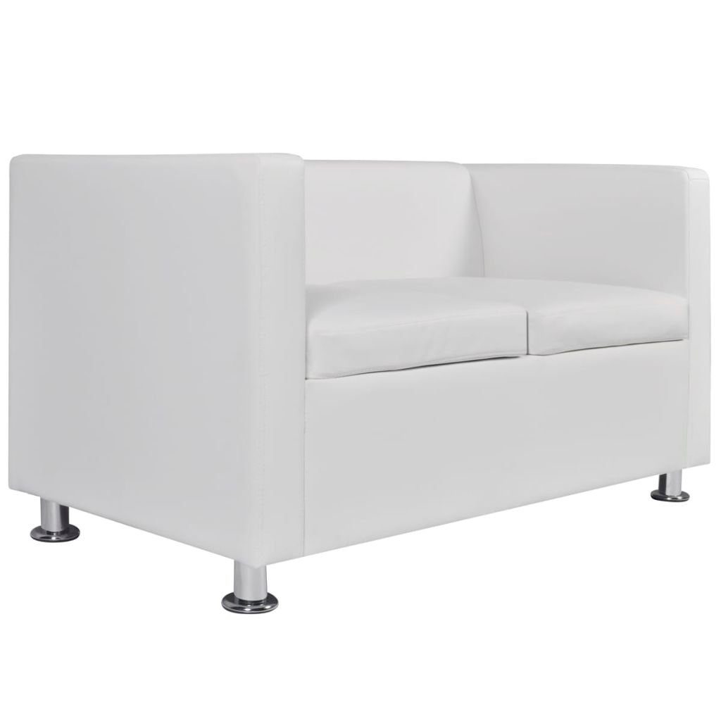 vidaXL Sofa Sofa-Set 2-Sitzer 3-Sitzer Weiß Kunstleder