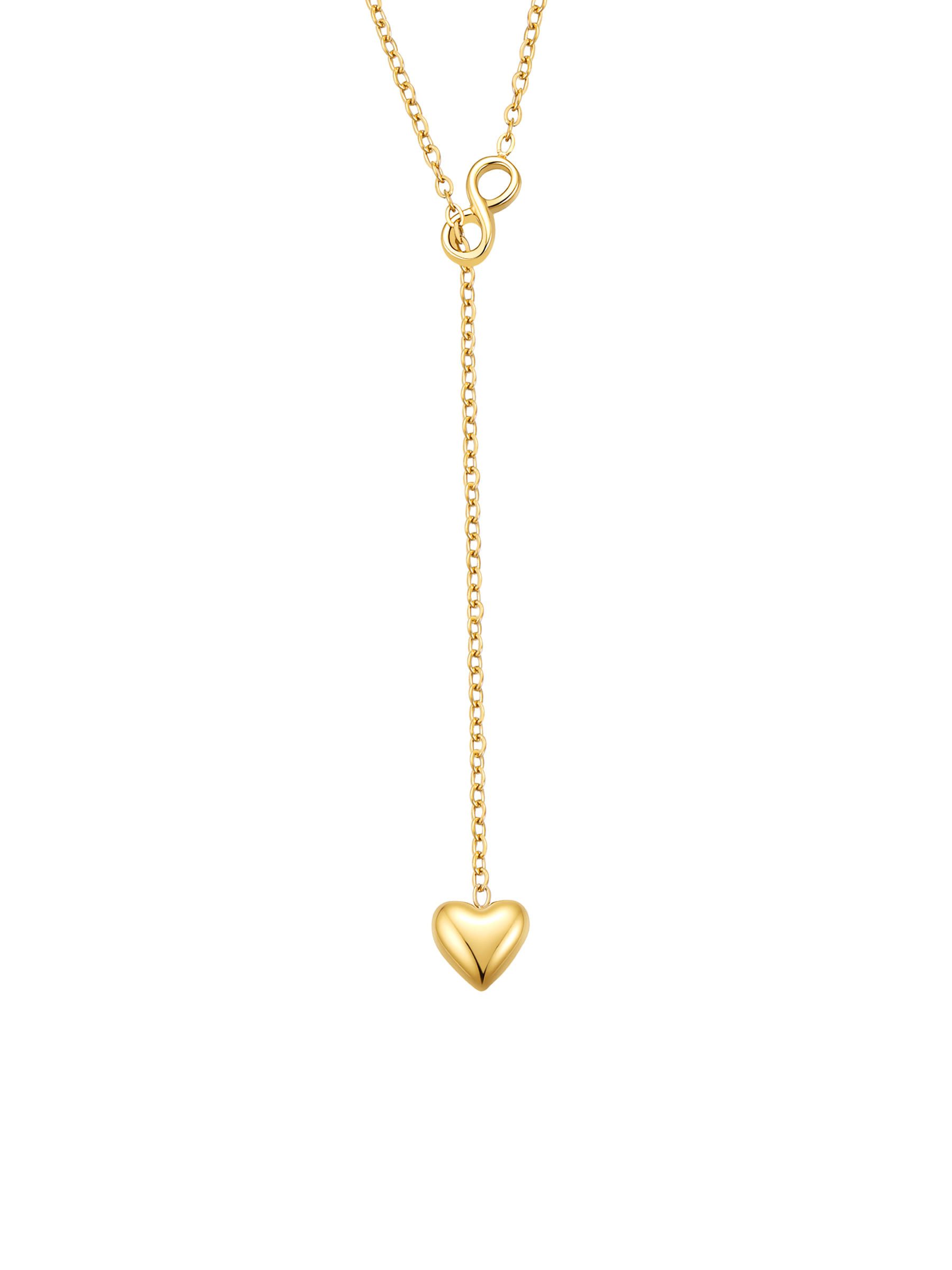 Hey Happiness Y-Kette Herz & Infinity, Damen Y-Halskette aus Edelstahl, verstellbare 18K vergoldete Unendlichkeitskette mit Anhänger