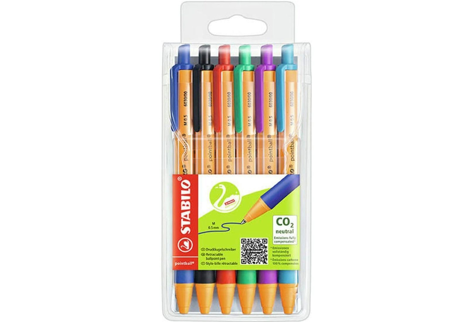 STABILO Druckkugelschreiber Druck-Kugelschreiber - STABILO pointball - 6er Pack, (6-tlg)