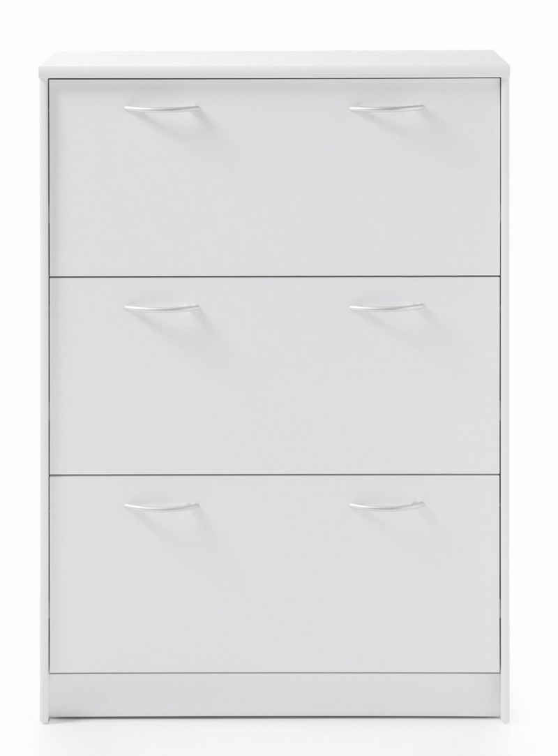 Schuhkipper OPTIMUS, B 87 x H 123 cm, Weiß matt, mit 3 großen Klappen