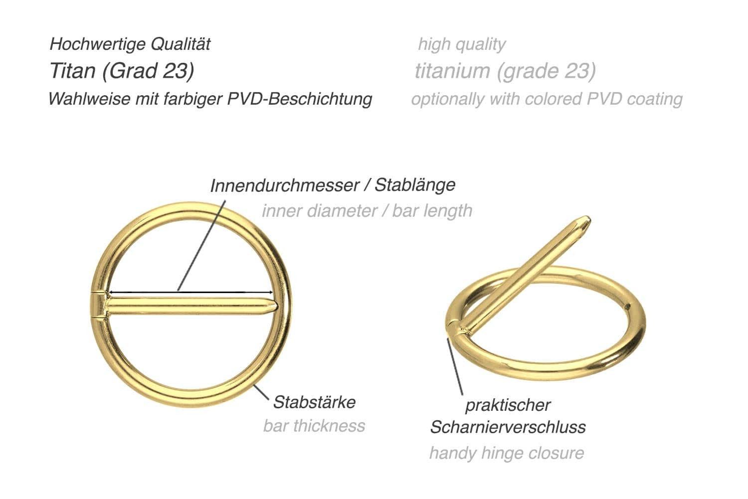 PIERCINGLINE Brustwarzenpiercing Titan Nippelpiercing Clicker RING (Clicker, 1-tlg), Brust-, Nippel-Piercing, Titan