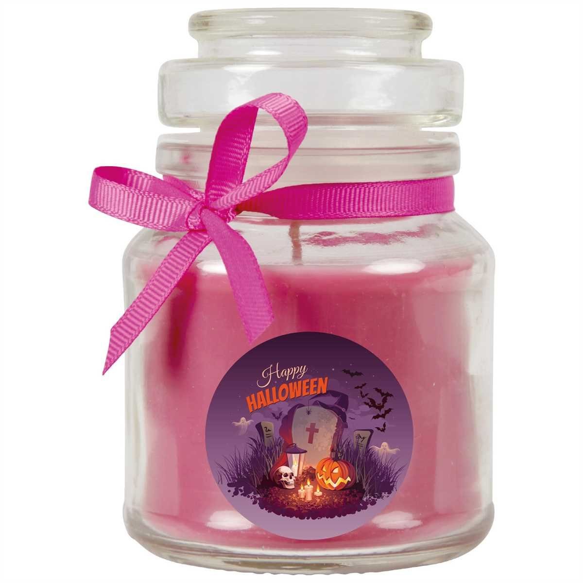 HS Candle Duftkerze (Dekokerze, 1-tlg), Halloween - Kerze im Bonbon Glas, Ideale Herbstdeko