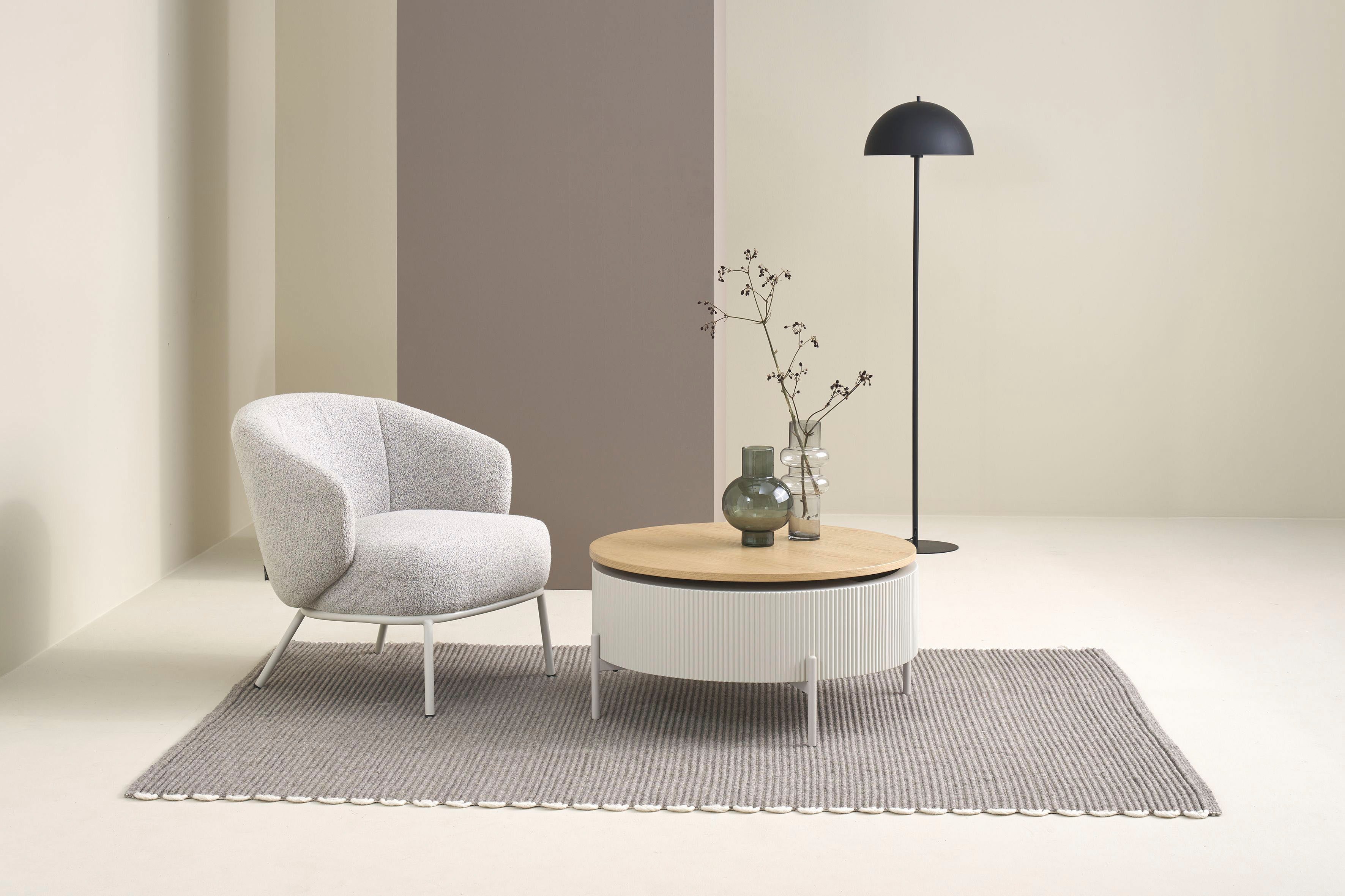 SCHÖNER WOHNEN-Kollektion Loungesessel SELVIK (1-St), mit Taschenfederkern, Bezug Bouclé, Untergestell pulverbeschichtet