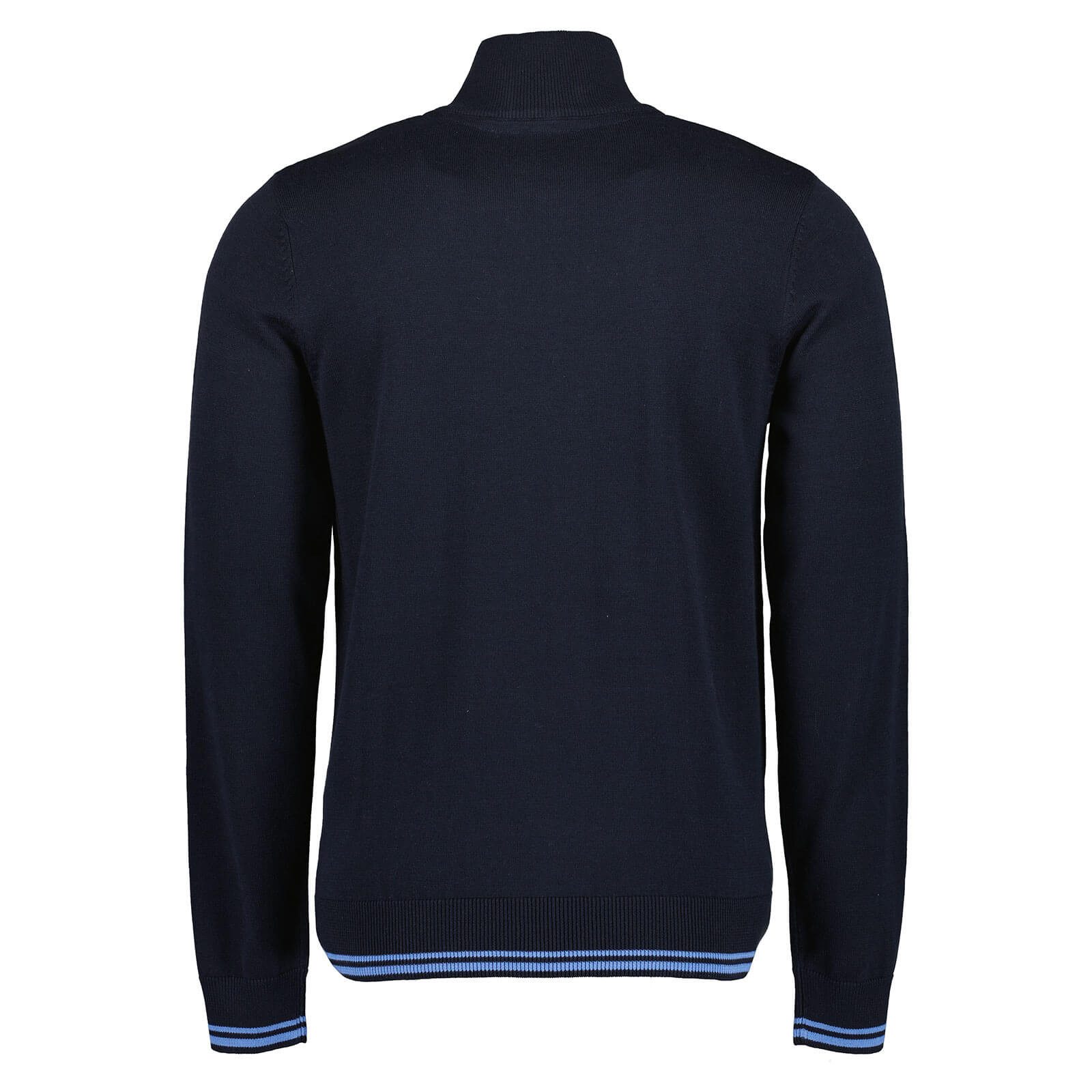 Blue Seven Troyer Herren Pullover 376536 - Strickpullover mit Reißverschluss-Stehkragen Kontrastfarbene Kragen-Innenseite, Bündchen-Streifendetails