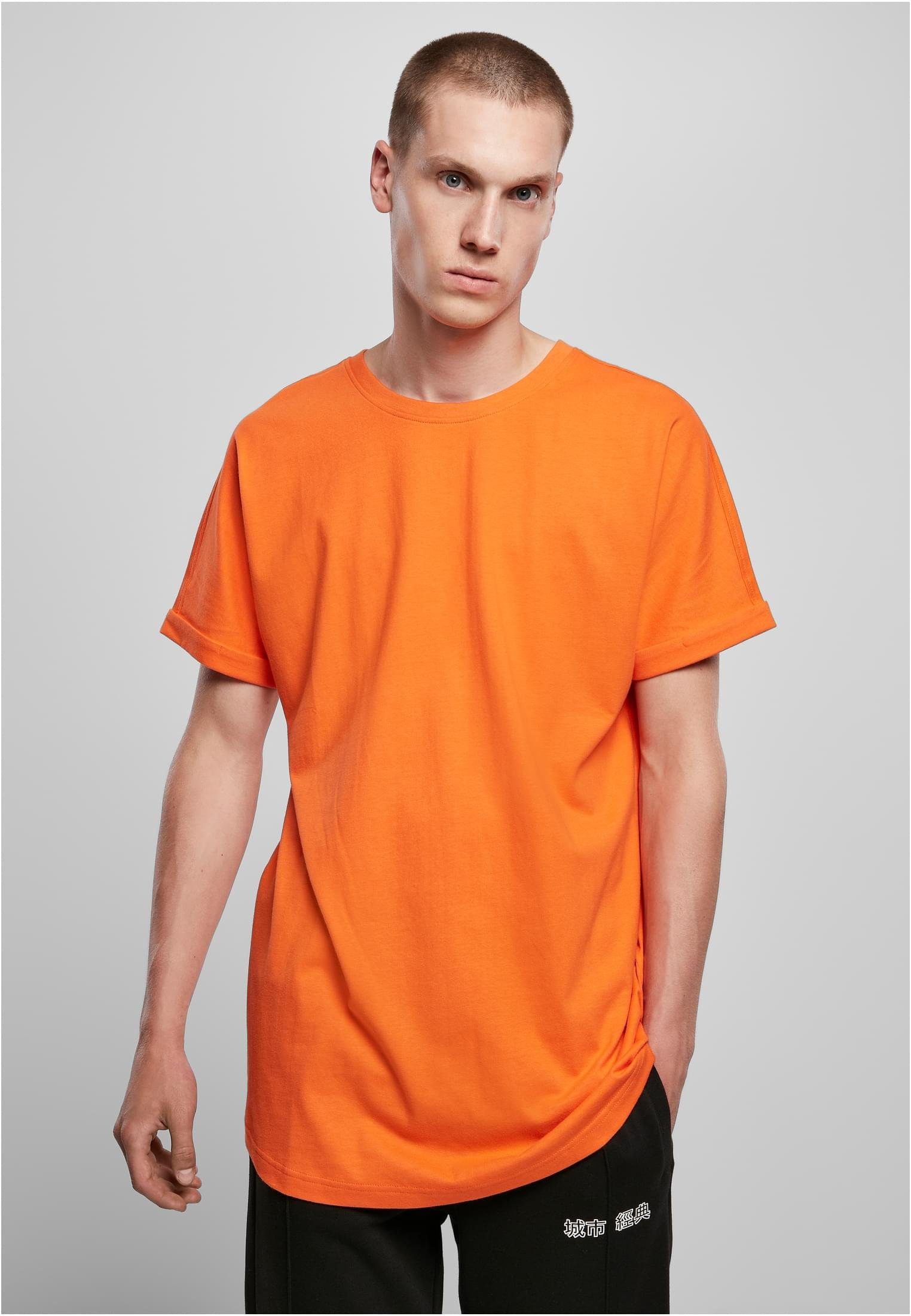 URBAN CLASSICS T-Shirt Herren Long Shaped Turnup Tee (1-tlg) mandarin