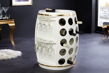 riess-ambiente Weinregal BODEGA WHITE 70cm weiß / gold, Einzelartikel 1-tlg., Esszimmer · Holz · 30 Flaschen · Weinfass · Gläseraufhängung · Design