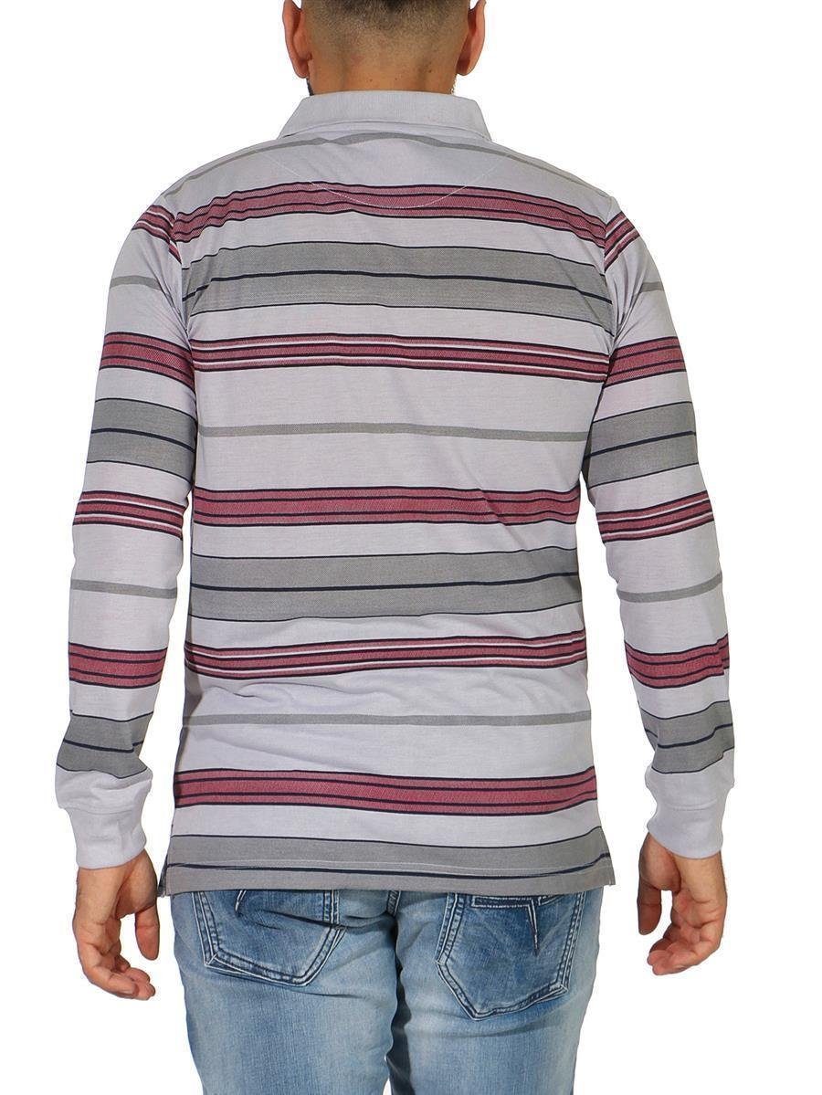 EloModa Poloshirt Herren 2XL mit Longsleeve Gr. Brusttaschen XL Shirt L (1-tlg) Langarm Hellgrau M Polo