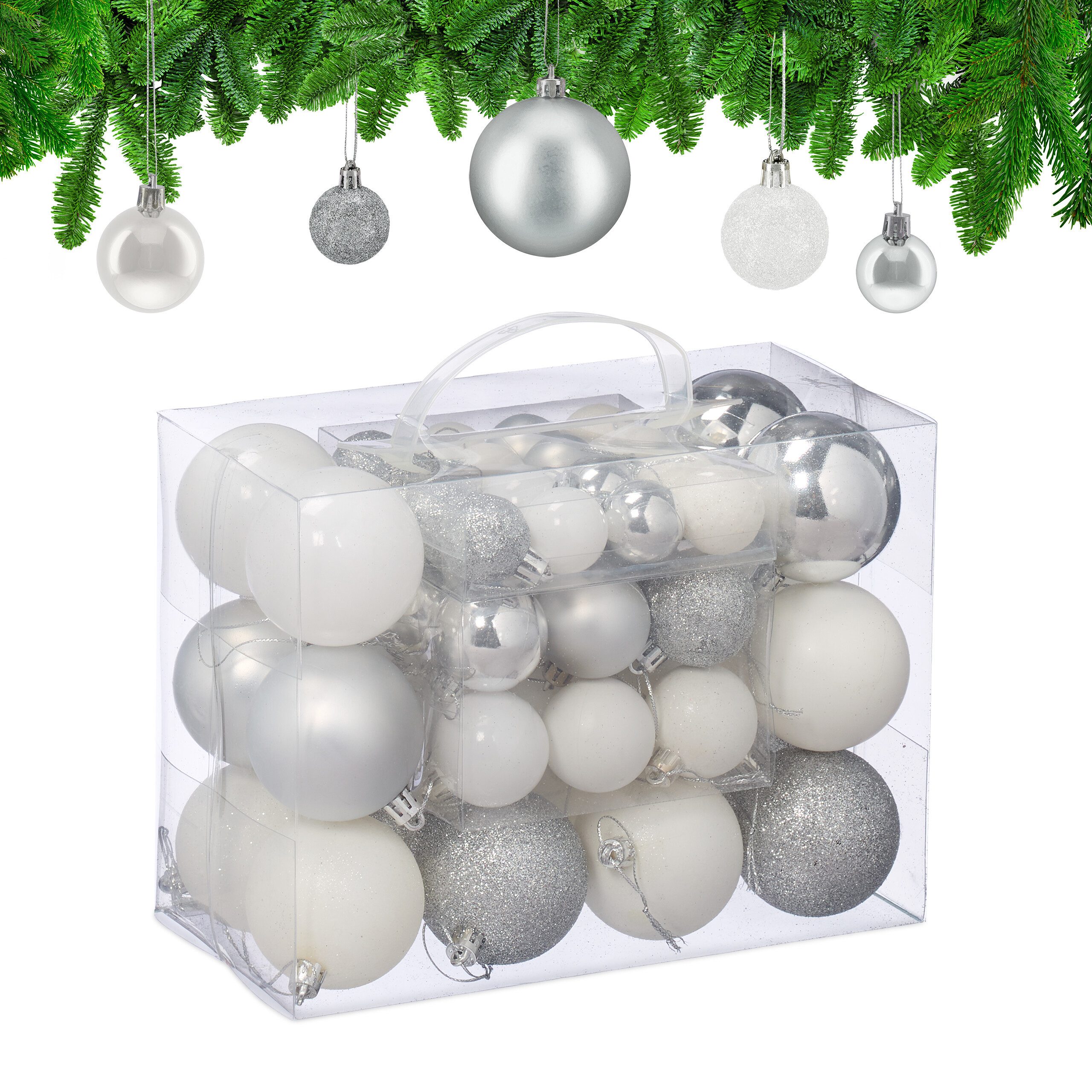relaxdays Weihnachtsbaumkugel Weihnachtskugeln im Set (50 St), 50er Pack