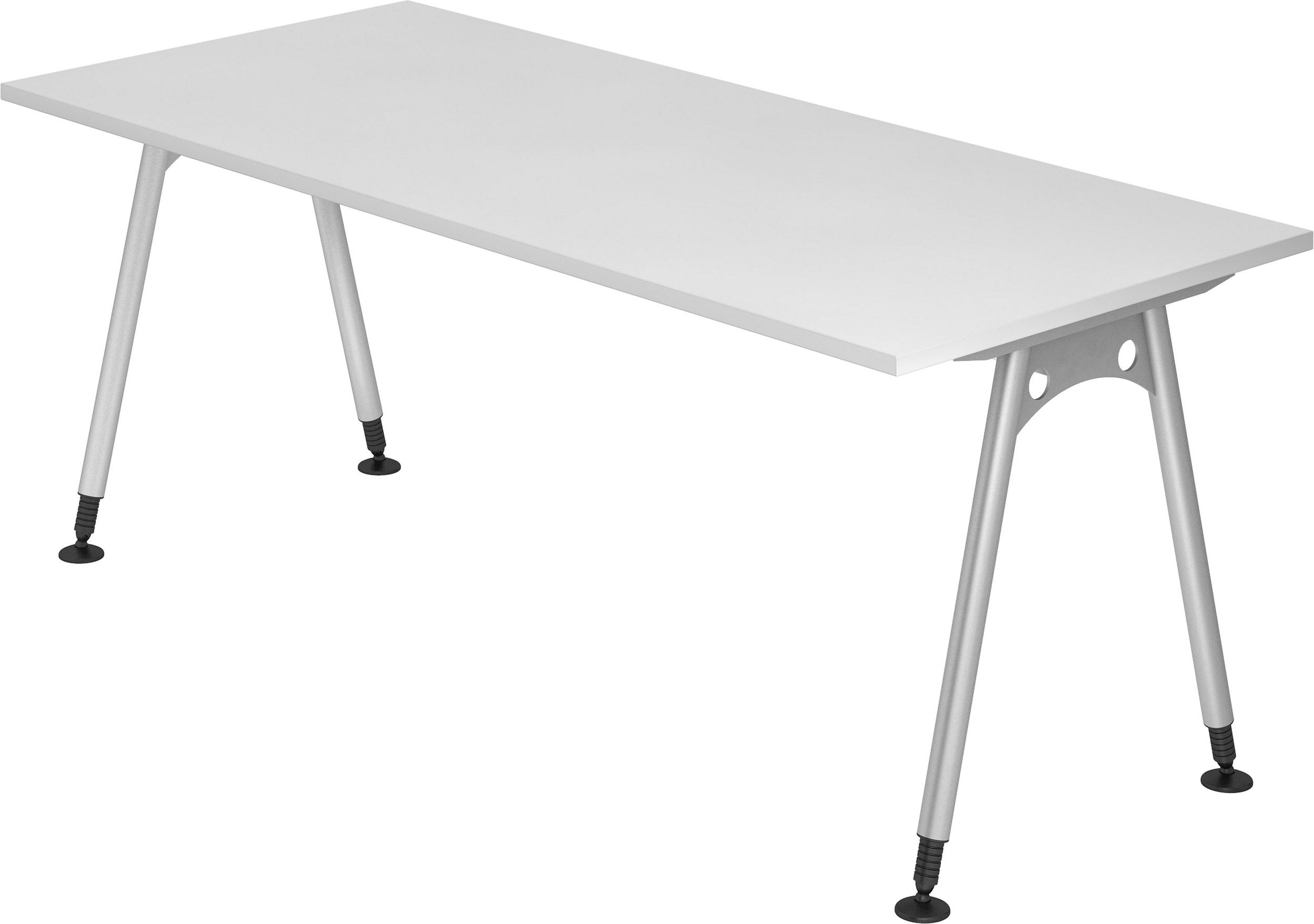 bümö Schreibtisch Schreibtisch Serie-A, Rechteck: 180 x 80 cm - Dekor: Weiß