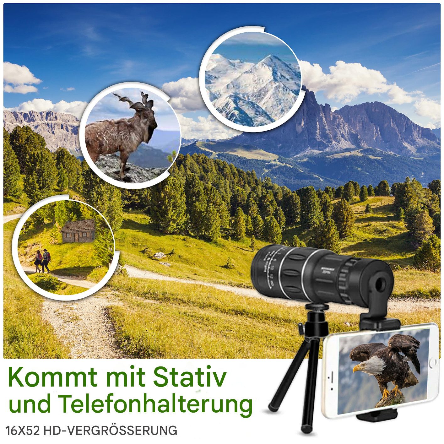 SURFOU Fernrohr Fernglas Erwachsene Teleskop Kinder Telescope Zoom Monokular Monokular