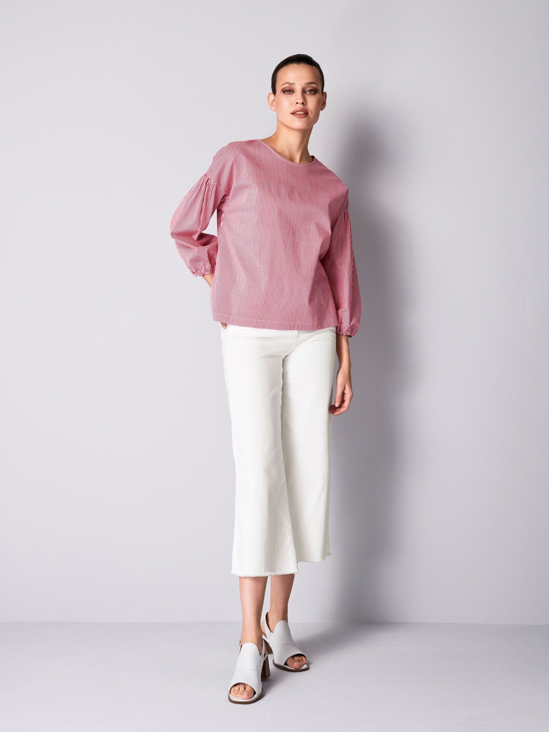 Alba Moda Shirtbluse Streifenbluse mit Rundhalsausschnitt