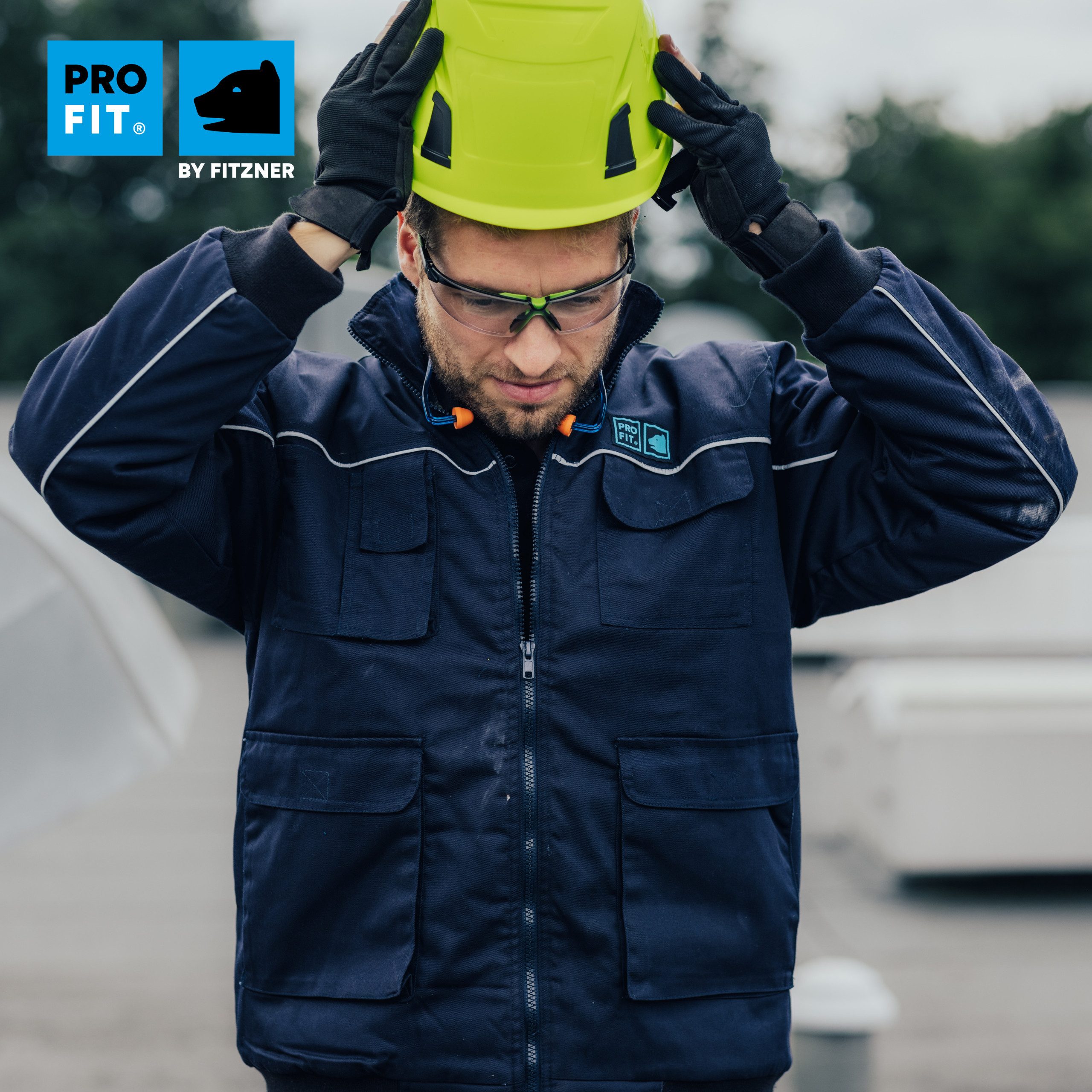 PRO FIT Arbeitsjacke Profi, Extra warme Jacke, Multifunktionale Arbeiterjacke, Unisex (1, Stück) mit Reflexstreifen, Multitaschen & Hoher Kragen, Sehr robust und warm