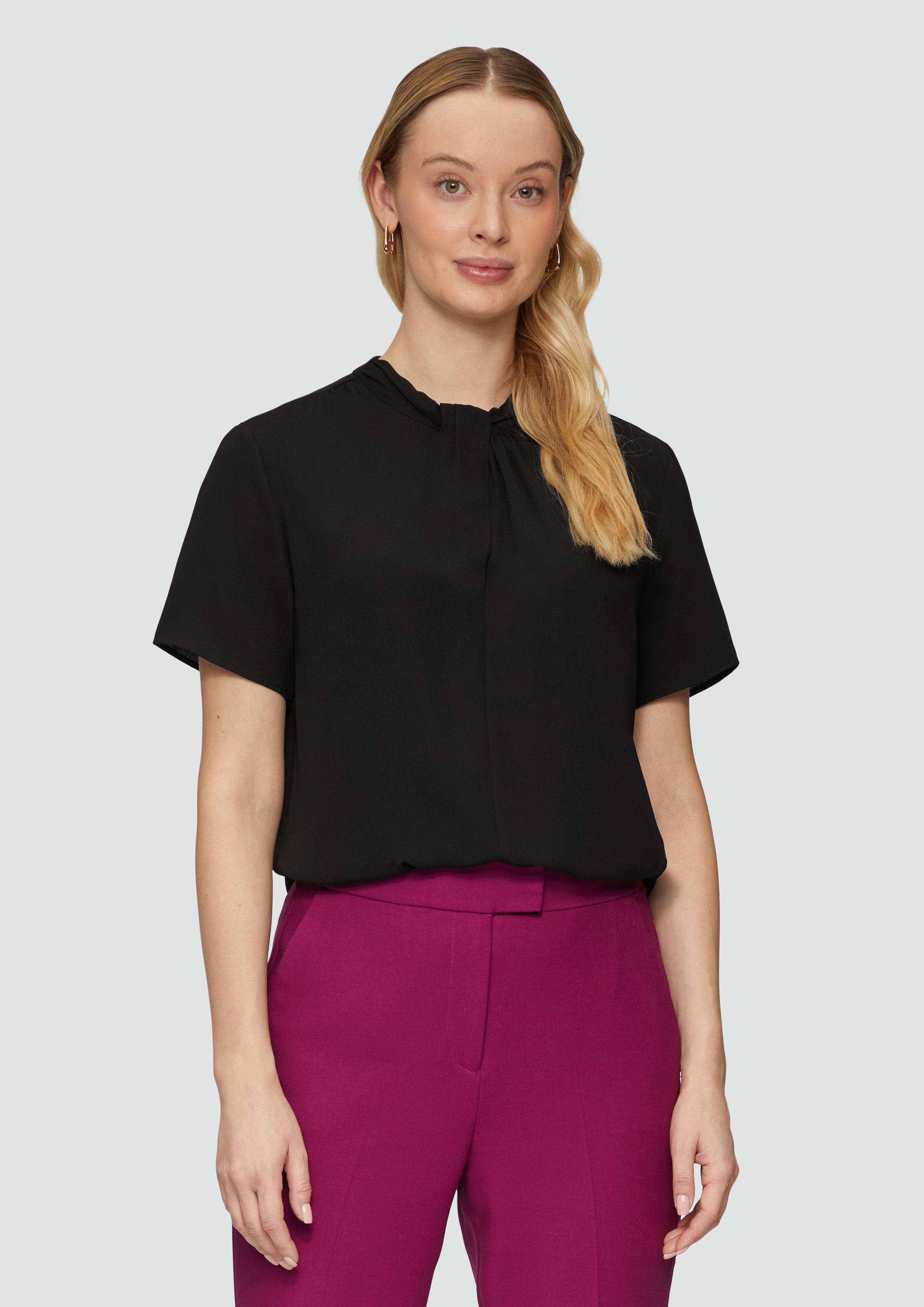 s.Oliver BLACK LABEL Kurzarmbluse Crêpebluse mit günstig online kaufen
