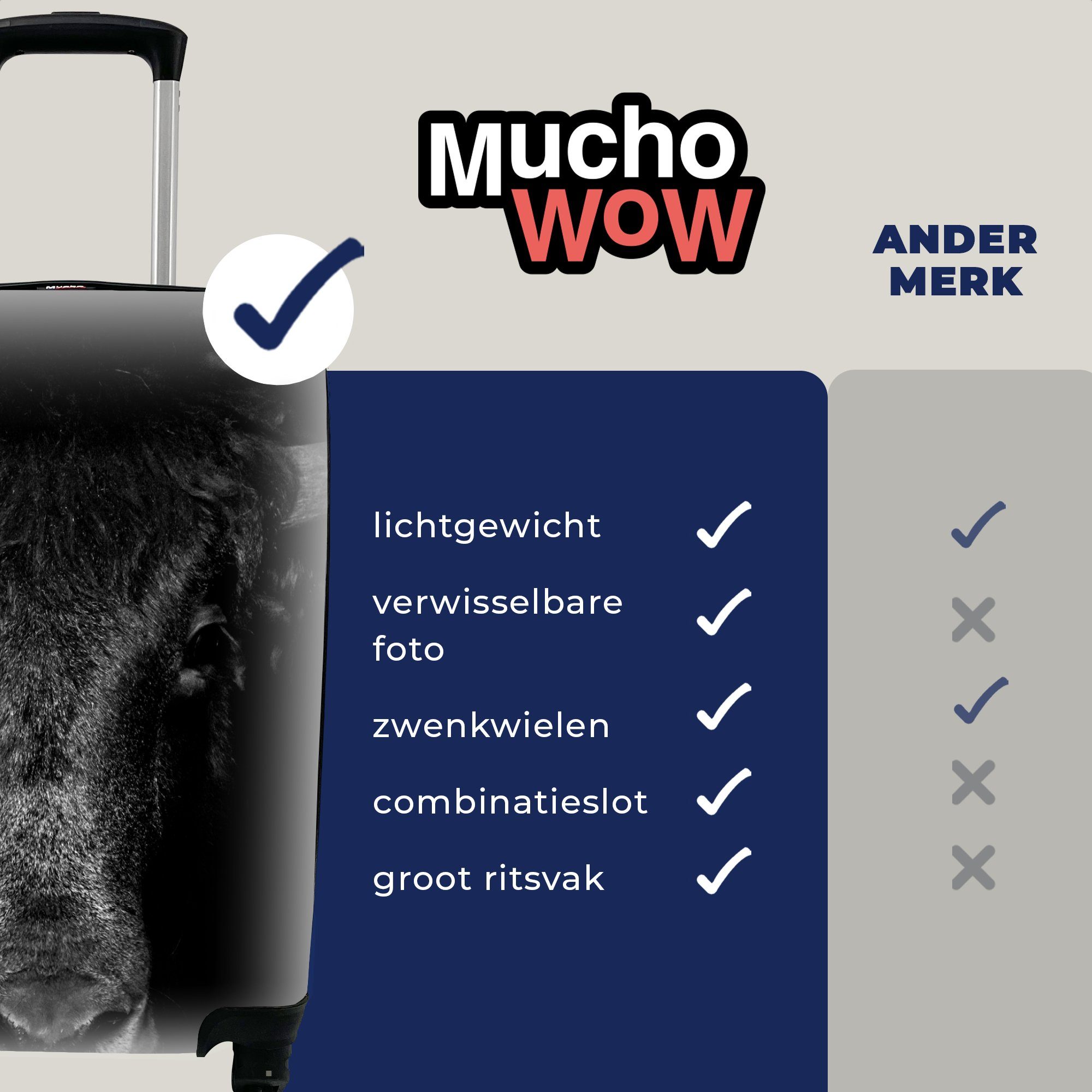 Ferien, 4 Schwarz - Weiß, - Taurus Handgepäck Handgepäckkoffer für Tiere - rollen, Reisekoffer Reisetasche mit MuchoWow Rollen, Trolley,