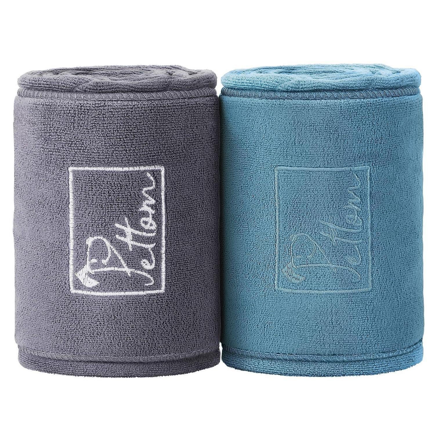 LuxusKollektion Hundehandtuch Hundetuch 90x50cm Dunkelgrau Blau, (2-St)