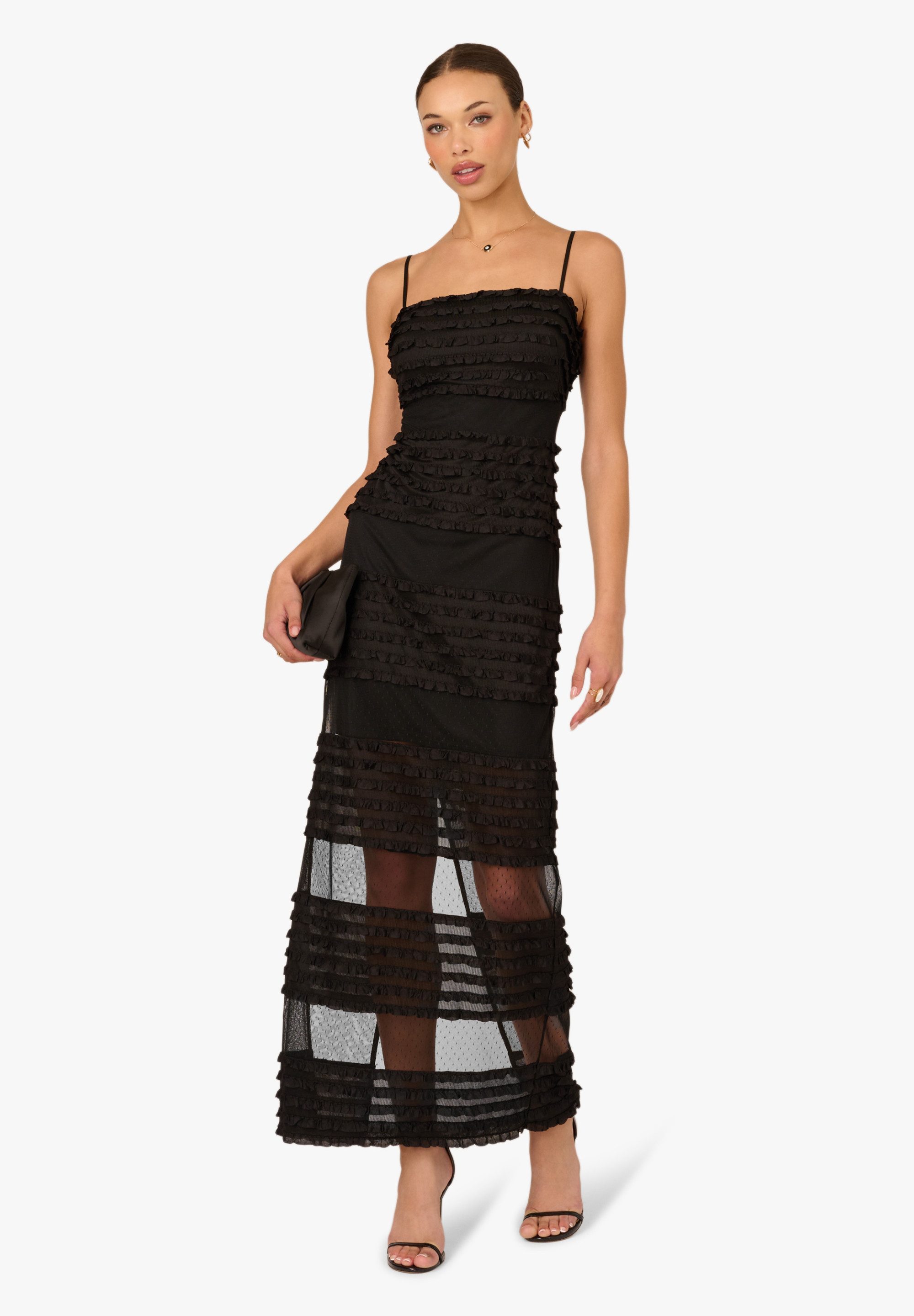 Adrianna Papell Abendkleid Ruffle Knit Long Dress A chic ruffle evening gown
