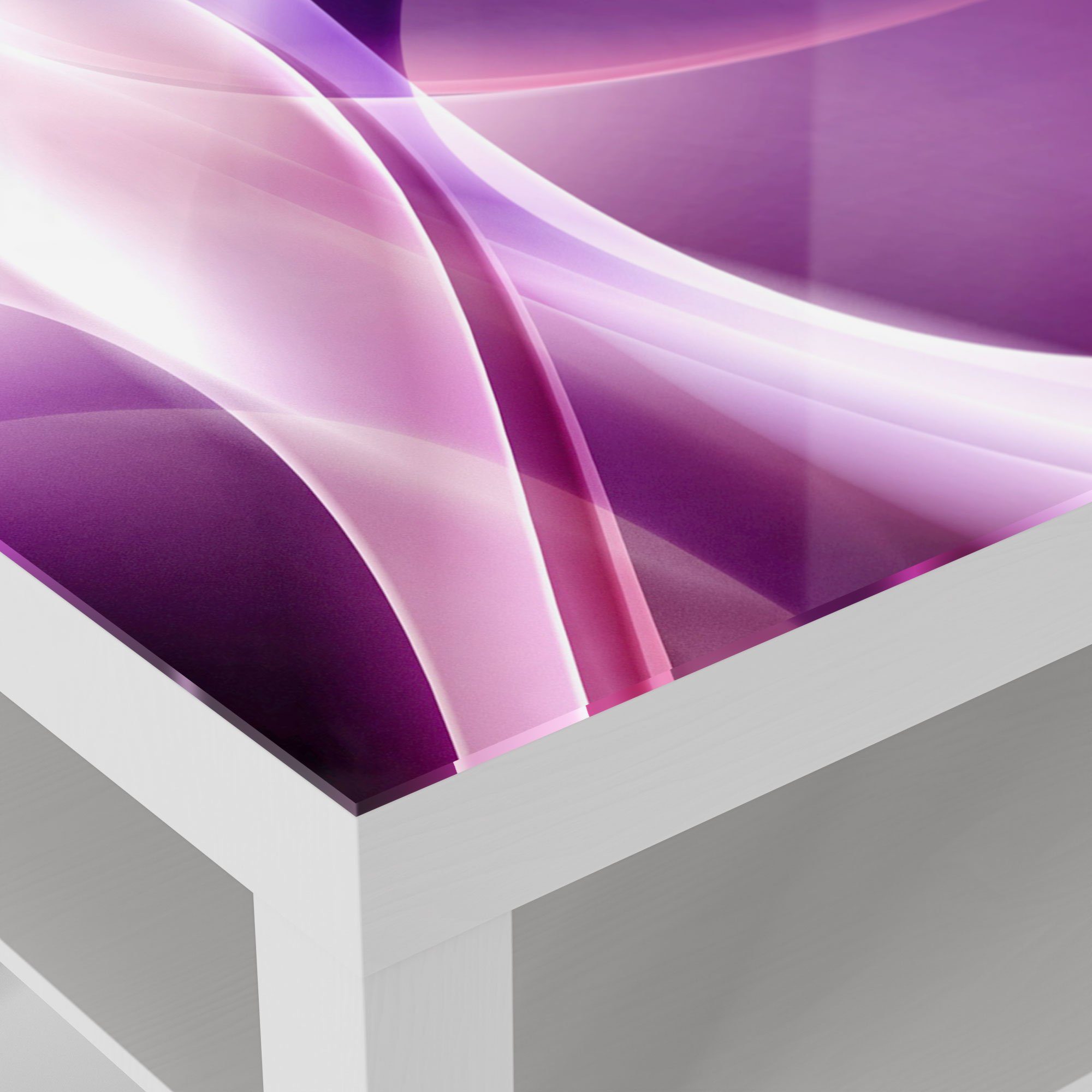 'Violettes DEQORI Glas Glastisch Couchtisch Beistelltisch Lichtspiel', Weiß modern