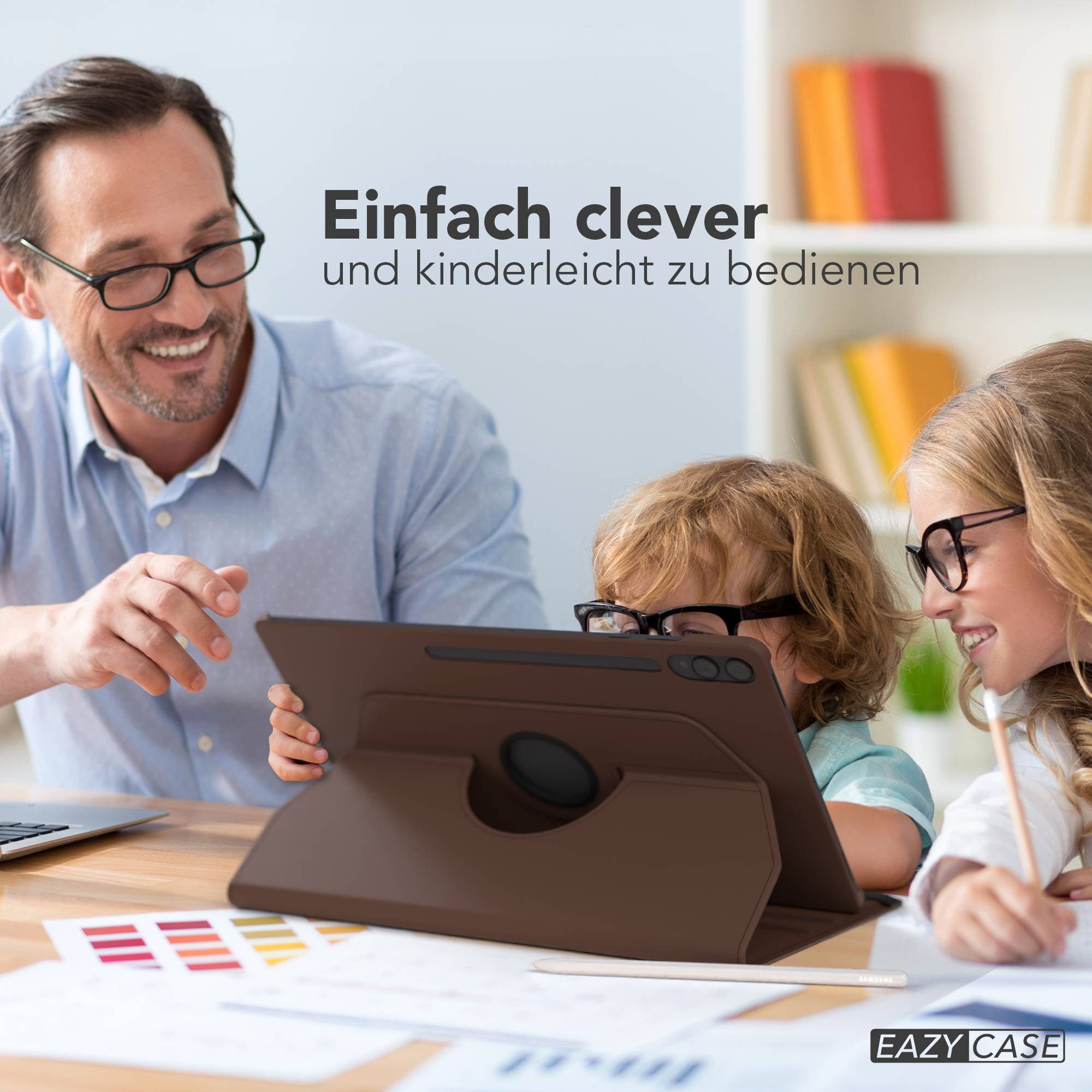 EAZY CASE Tablet-Hülle Rotationcase für Samsung Galaxy Tab S11 Ultra 14,6 Zoll, Schutztasche Tablet Case 360 Rotation Bookcover zum Aufstellen Braun – Bild 3 von 5