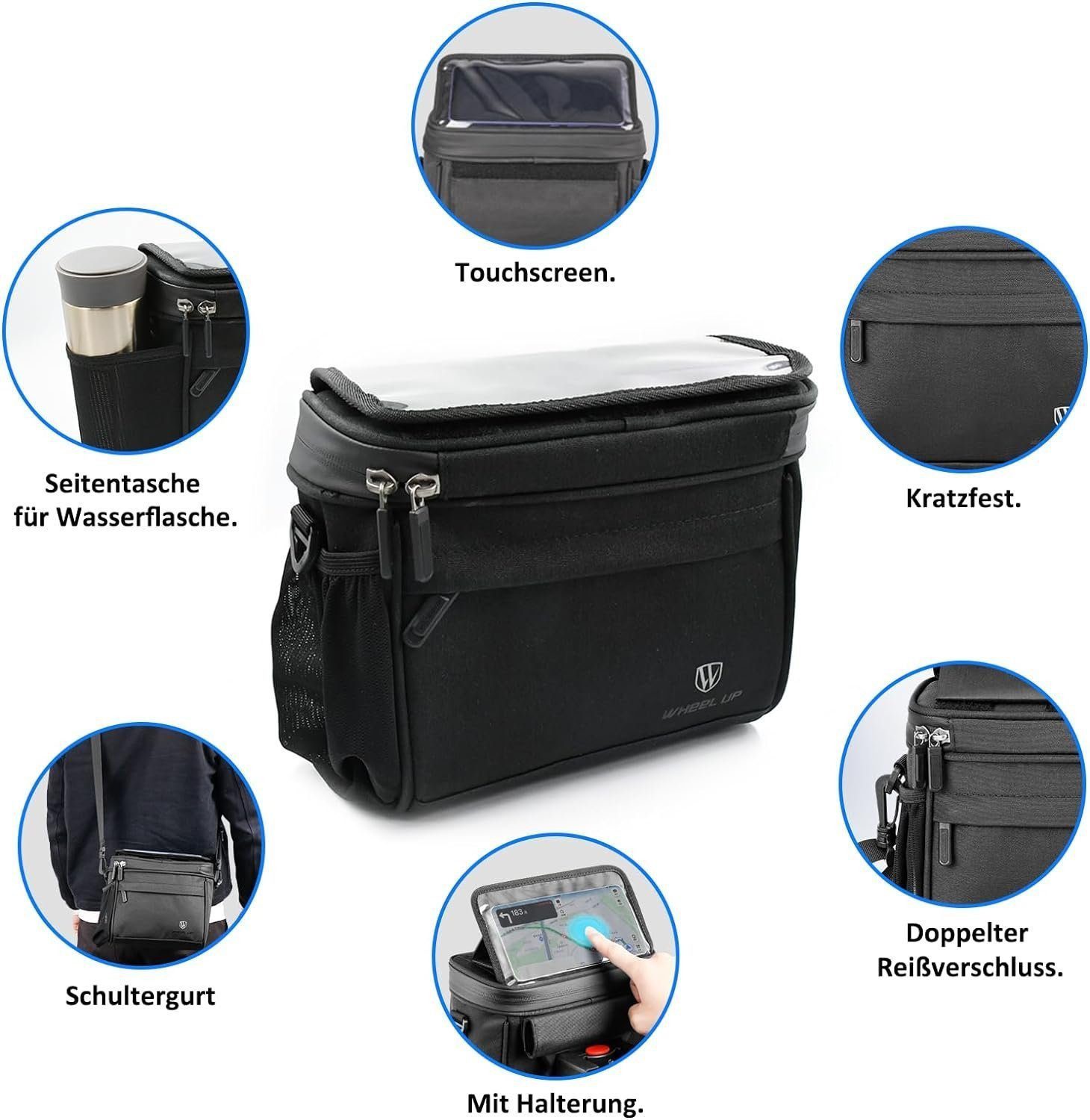 GLIESE Sporttasche Wasserdichte Fahrrad-Lenkertasche mit Touchscreen, Umhängetasche