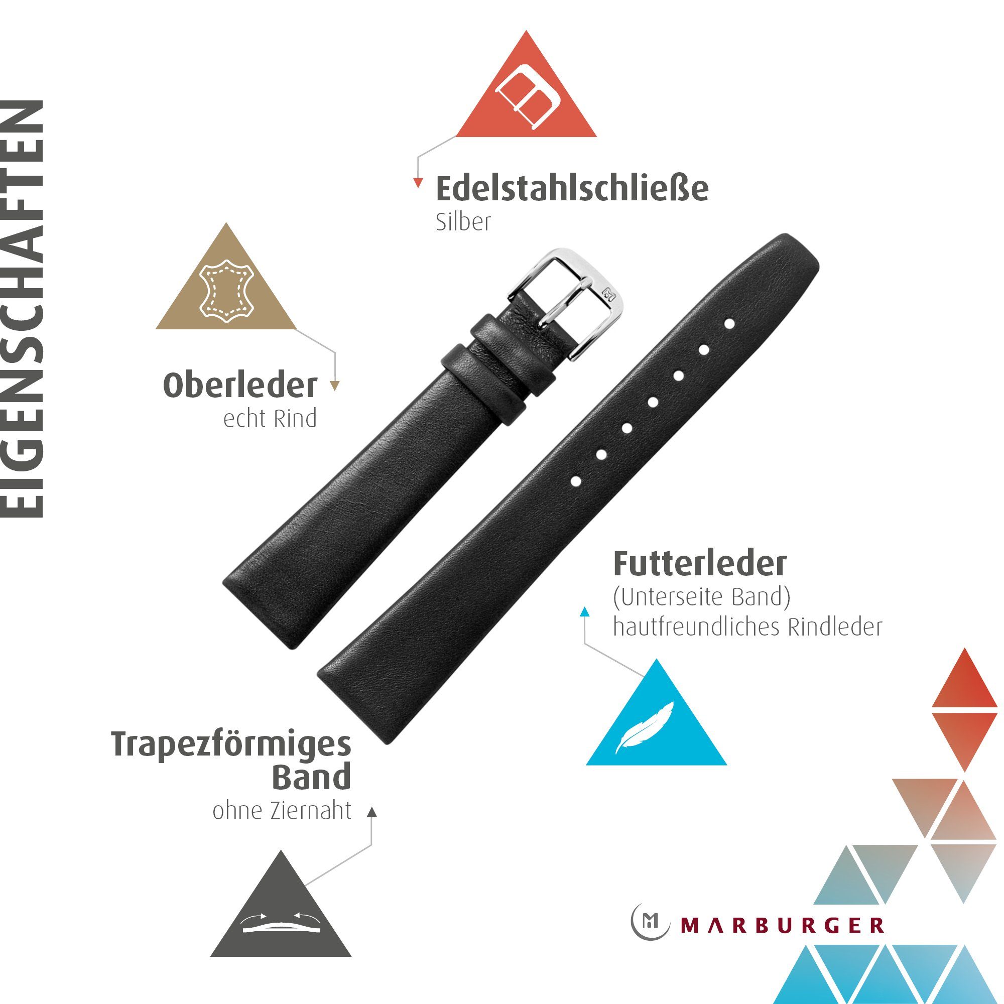 MARBURGER Uhrenarmband 18mm Leder günstig online kaufen